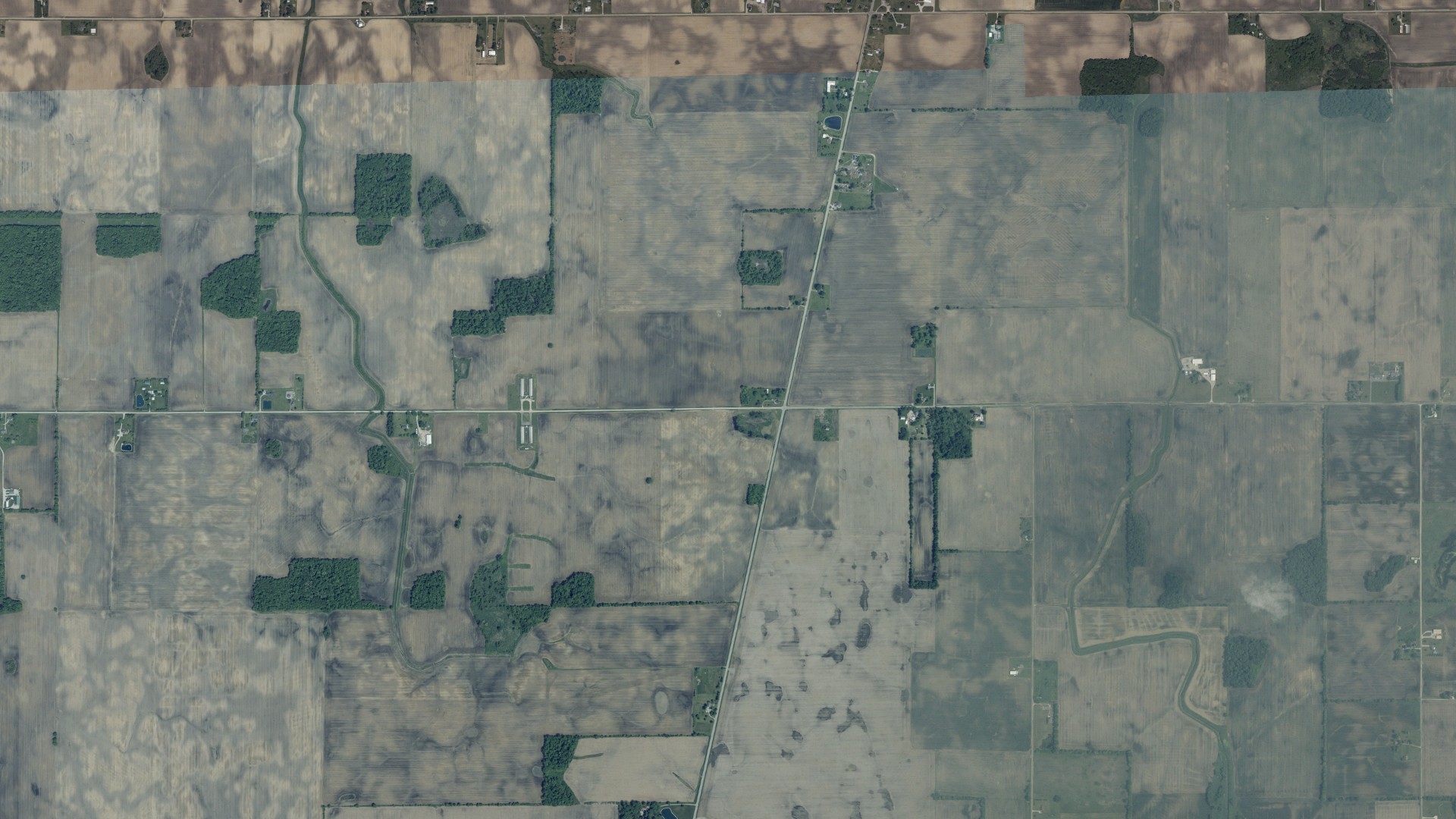 Aerial view of land around Scott, Ohio