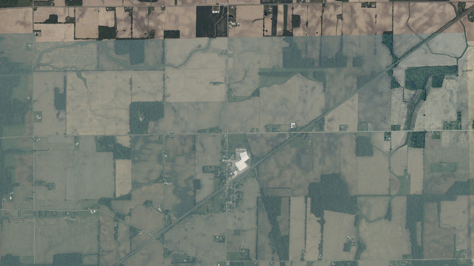 Natural-color aerial photograph of land around Tully, Ohio