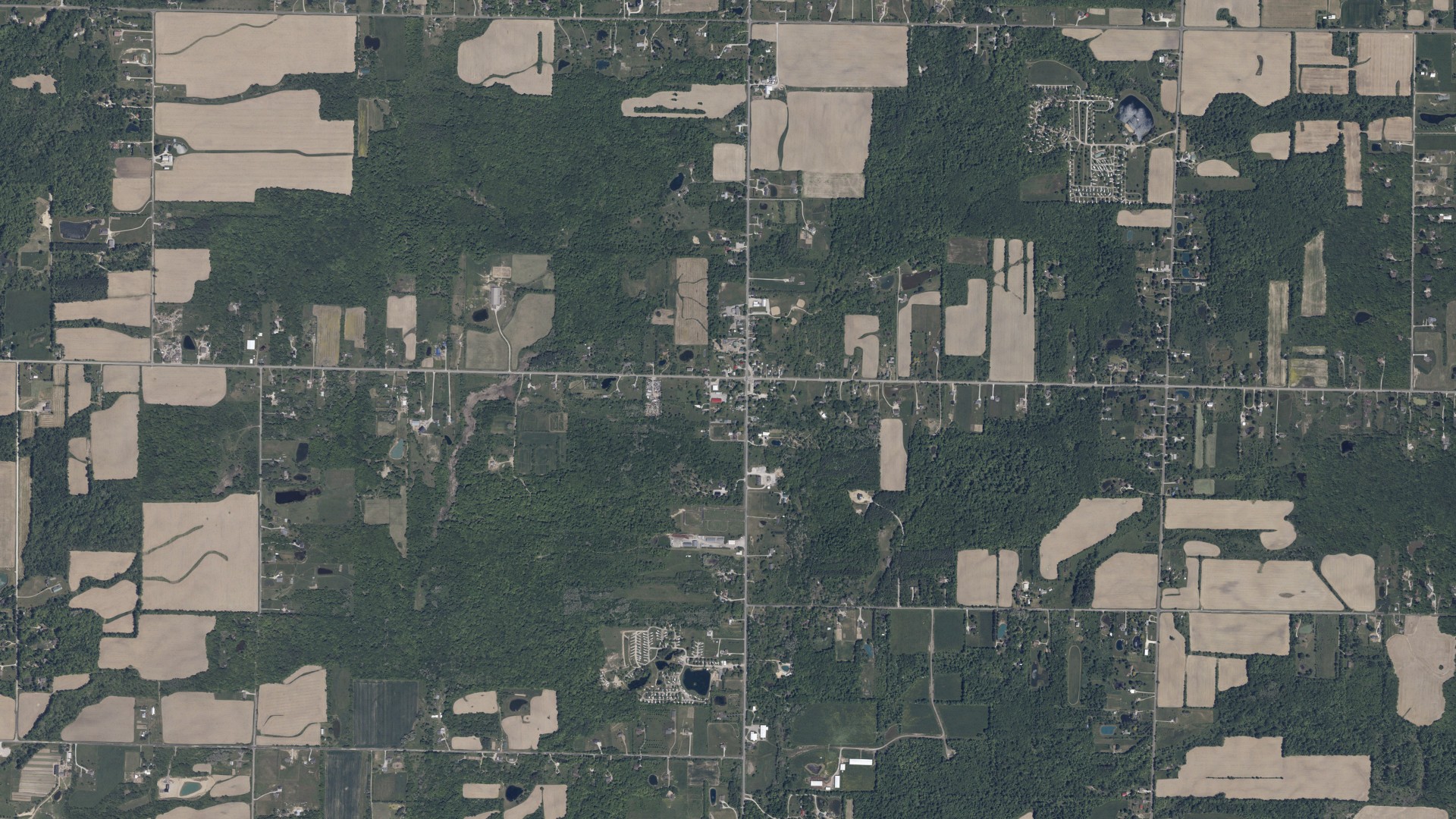 Aerial view of land around Chatham, Ohio
