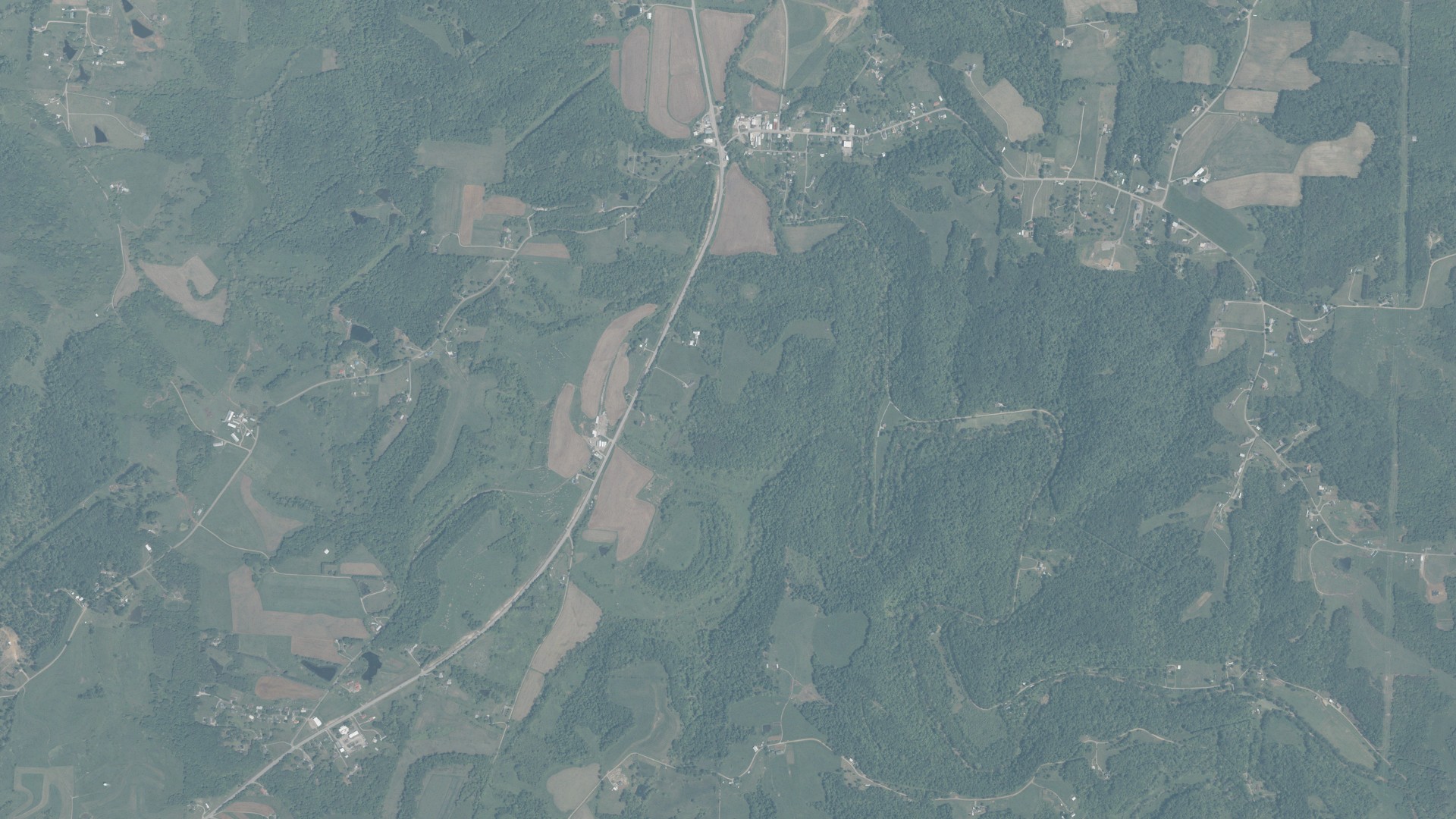 Aerial view of land around Chester, Ohio