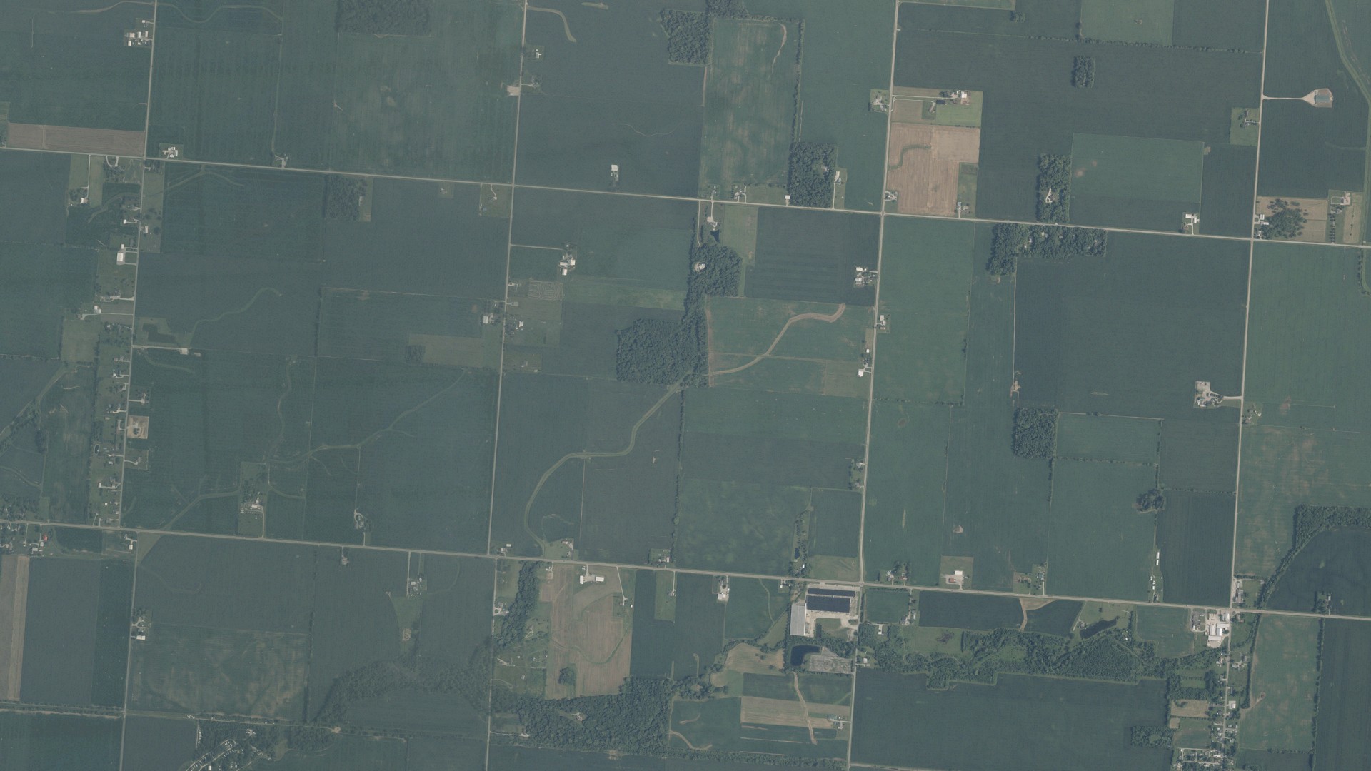 Aerial view of land around Brown, Ohio