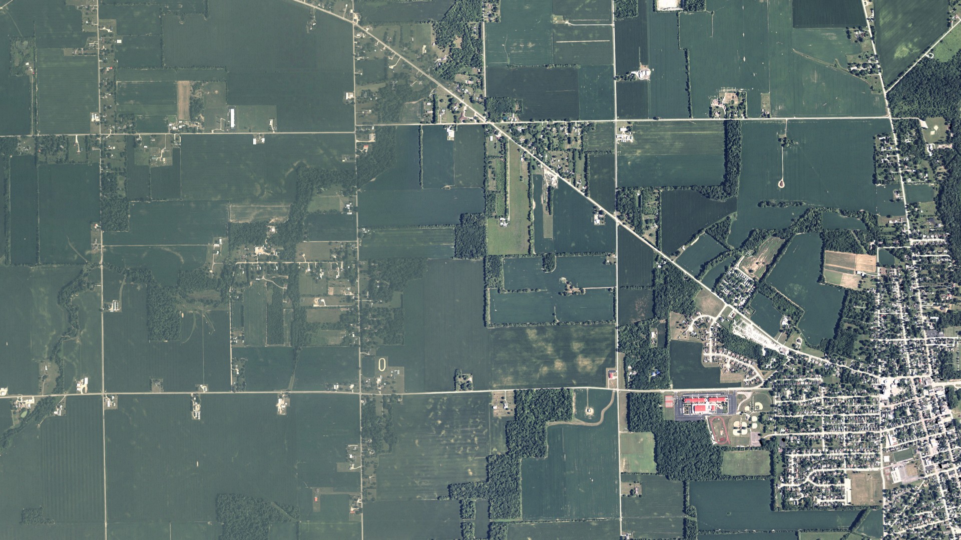 Natural-color aerial photograph of land around Union, Ohio