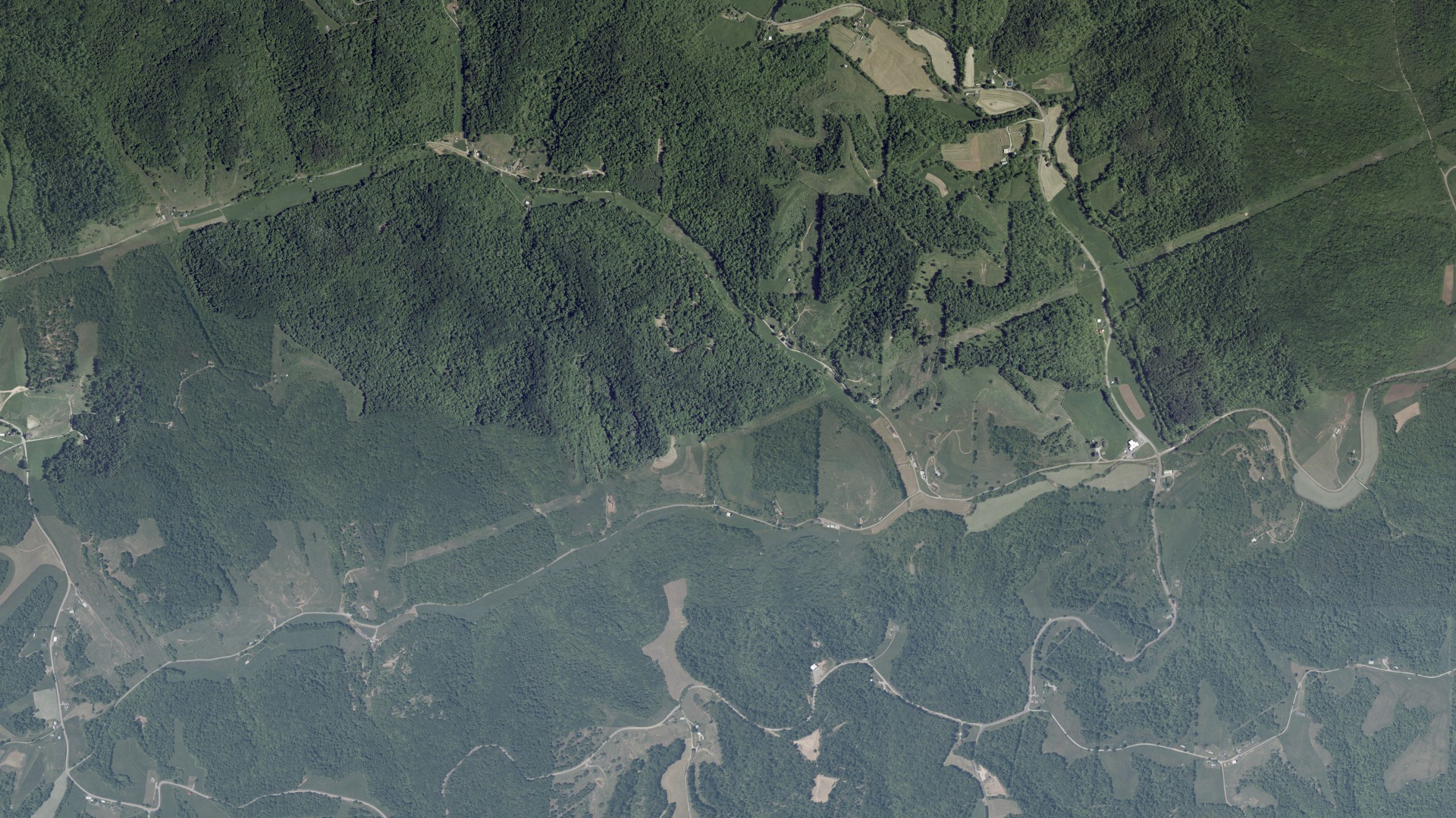 Aerial view of land around Bethel, Ohio