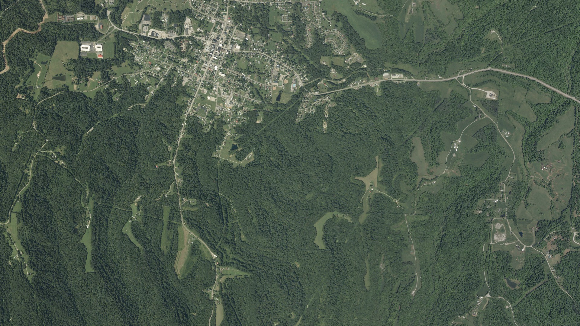Aerial view of land around Center, Ohio