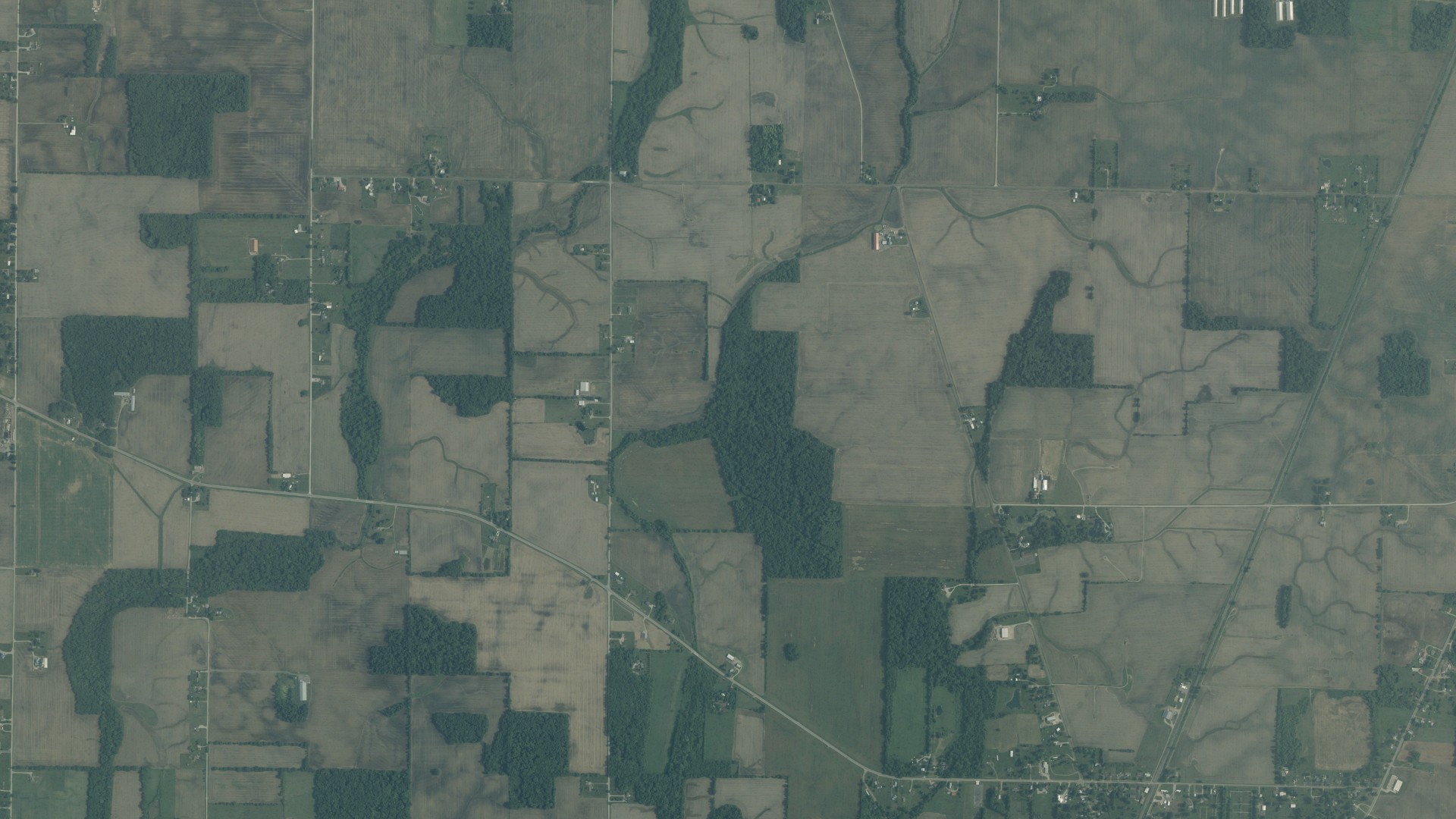 Aerial view of land around Cardington, Ohio