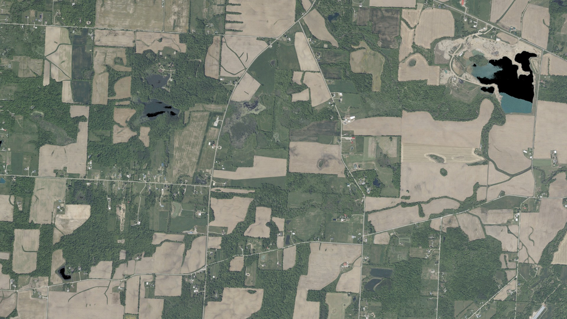 Aerial view of land around Chester, Ohio