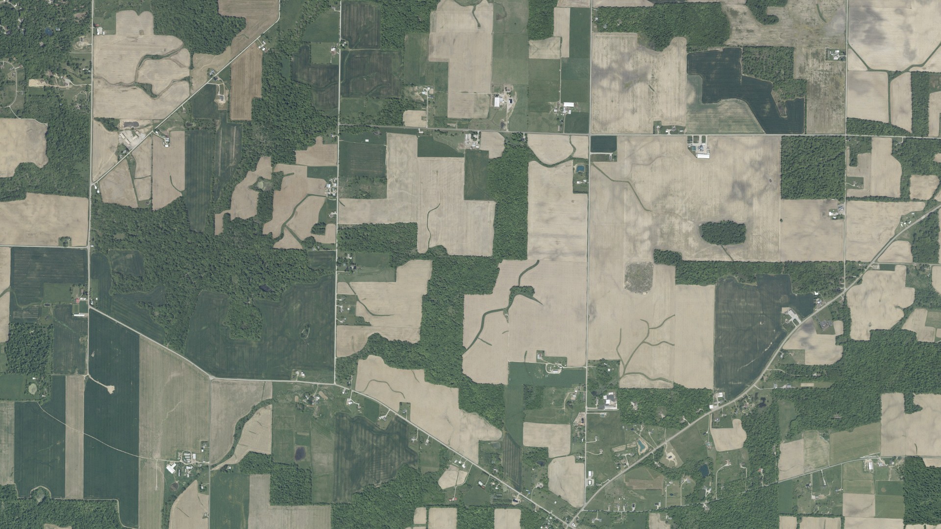 Aerial view of land around Congress, Ohio