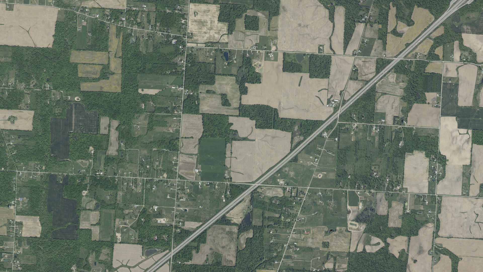 Aerial view of land around Harmony, Ohio
