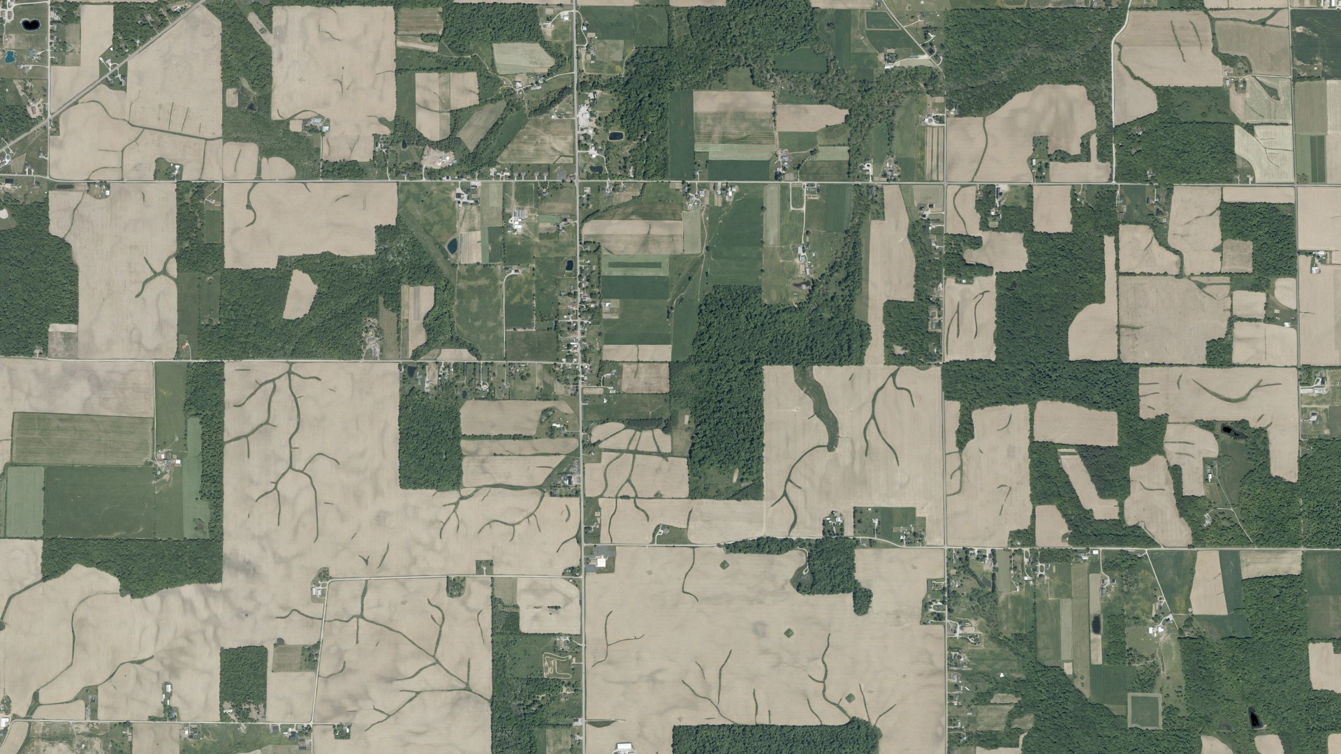 Aerial view of land around Perry, Ohio