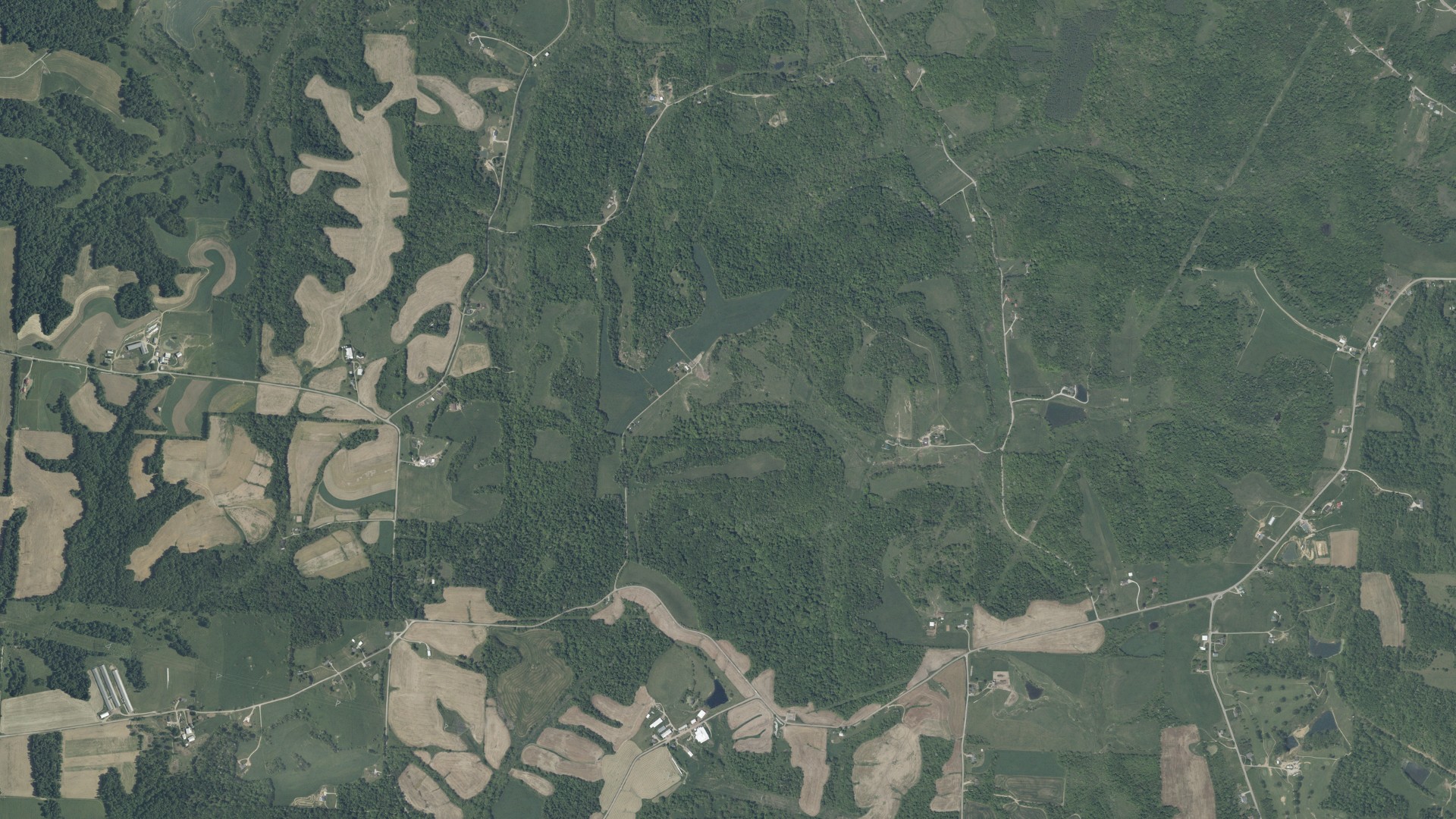 Aerial view of land around Highland, Ohio