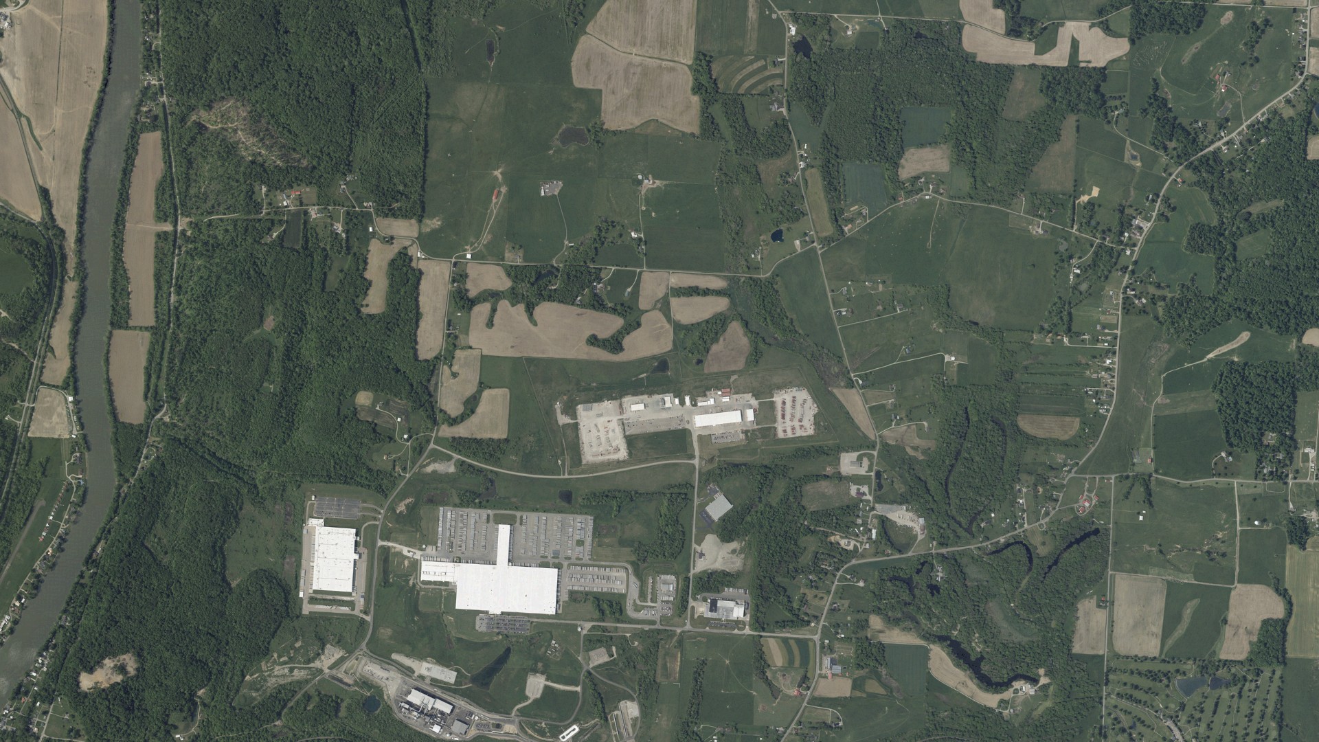 Aerial view of land around Washington, Ohio