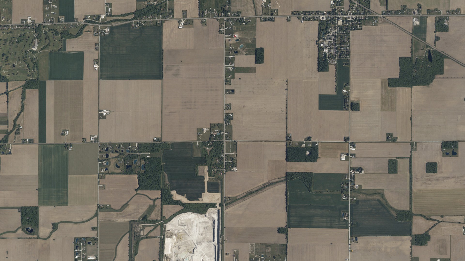 Aerial view of land around Allen, Ohio