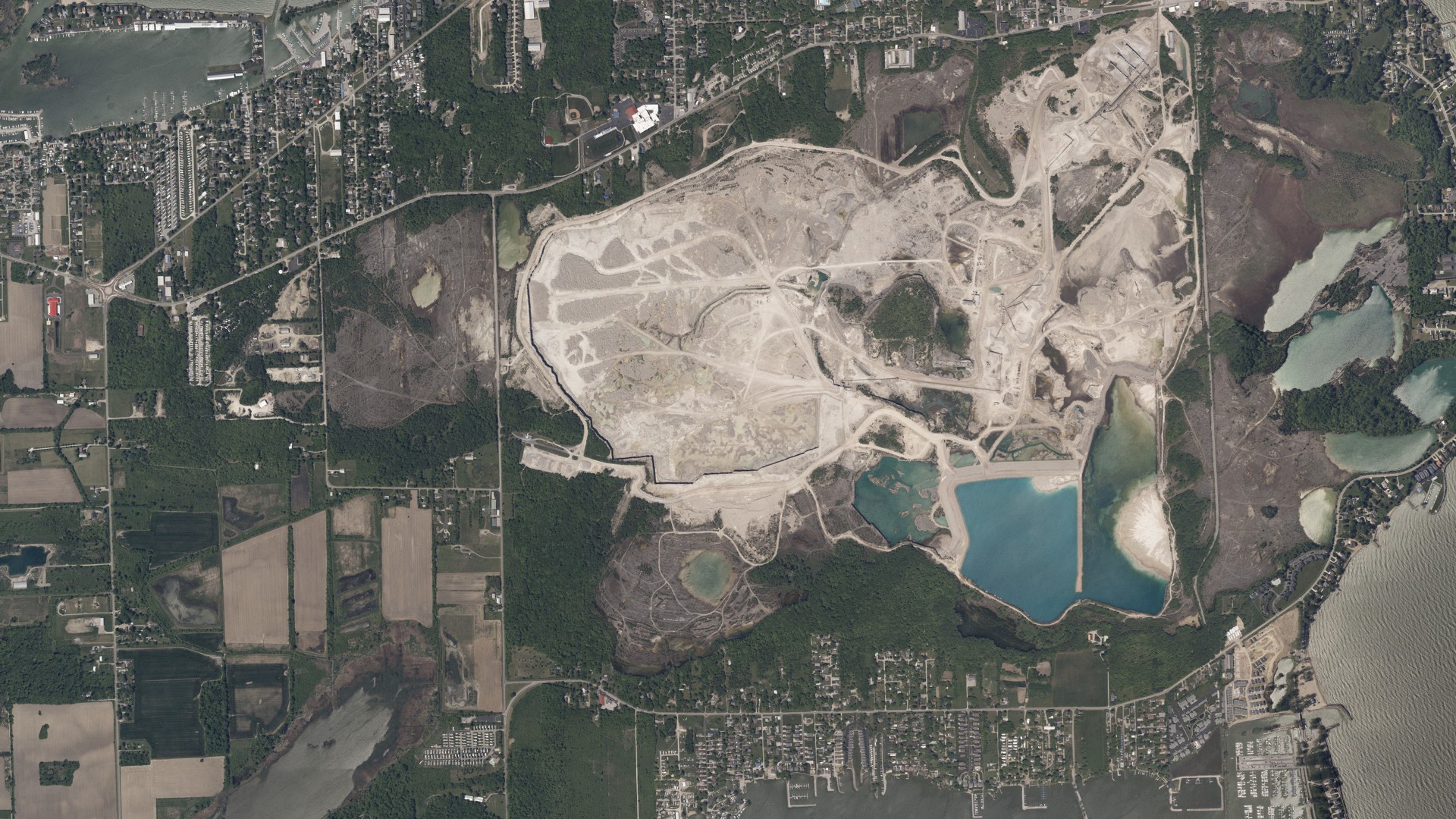Aerial view of land around Danbury, Ohio
