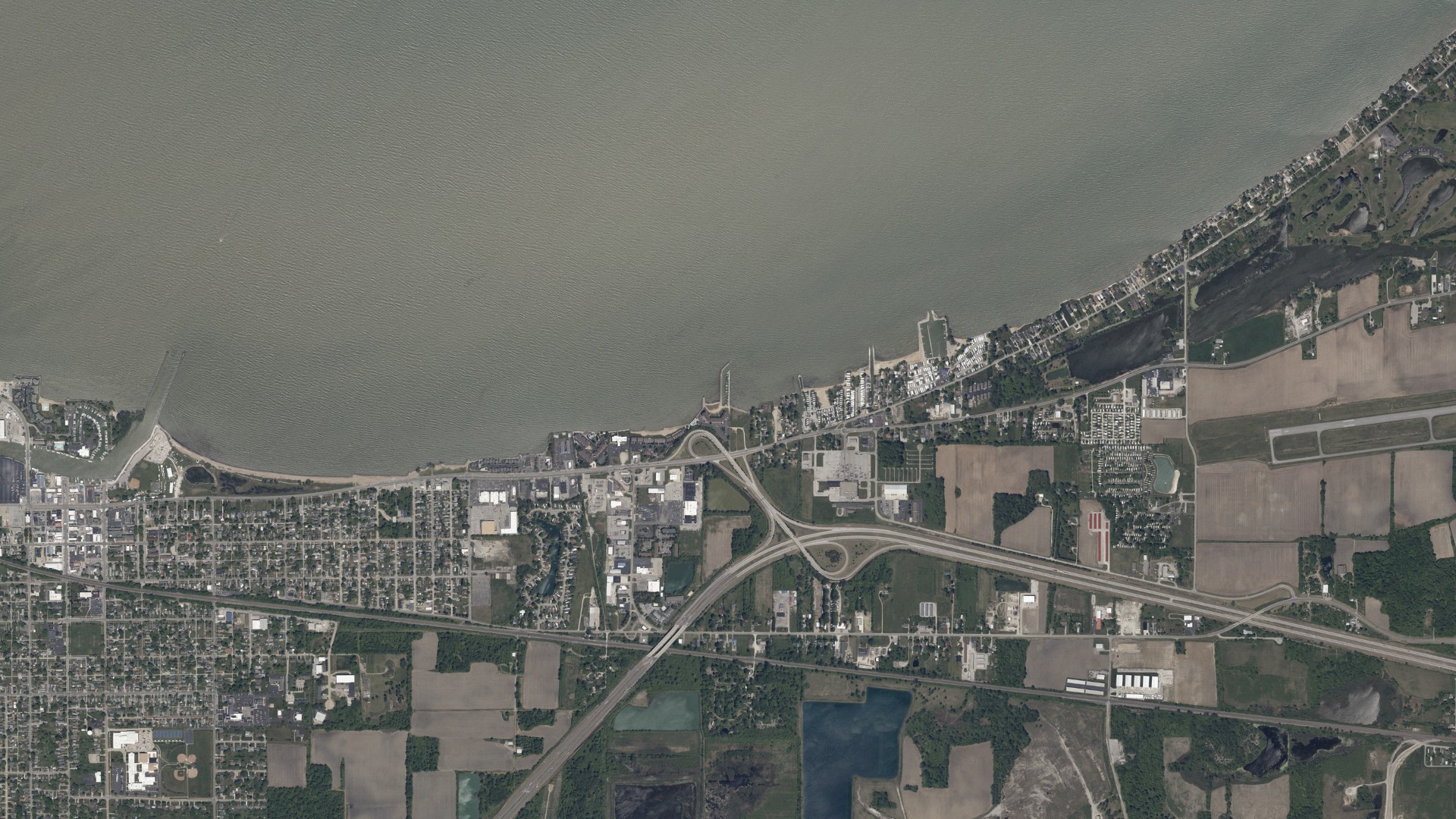 Aerial view of land around Portage, Ohio