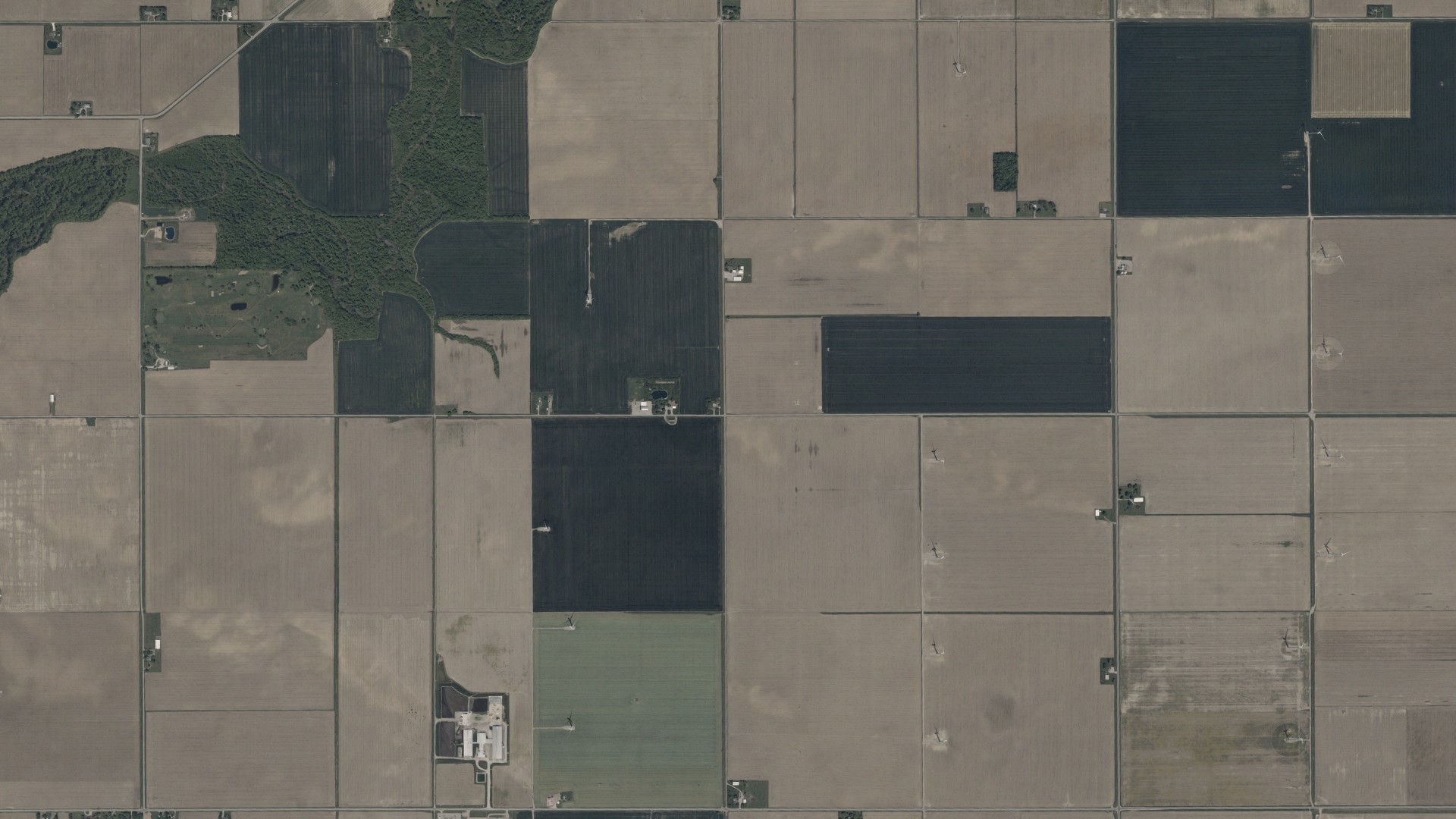 Aerial view of land around Benton, Ohio
