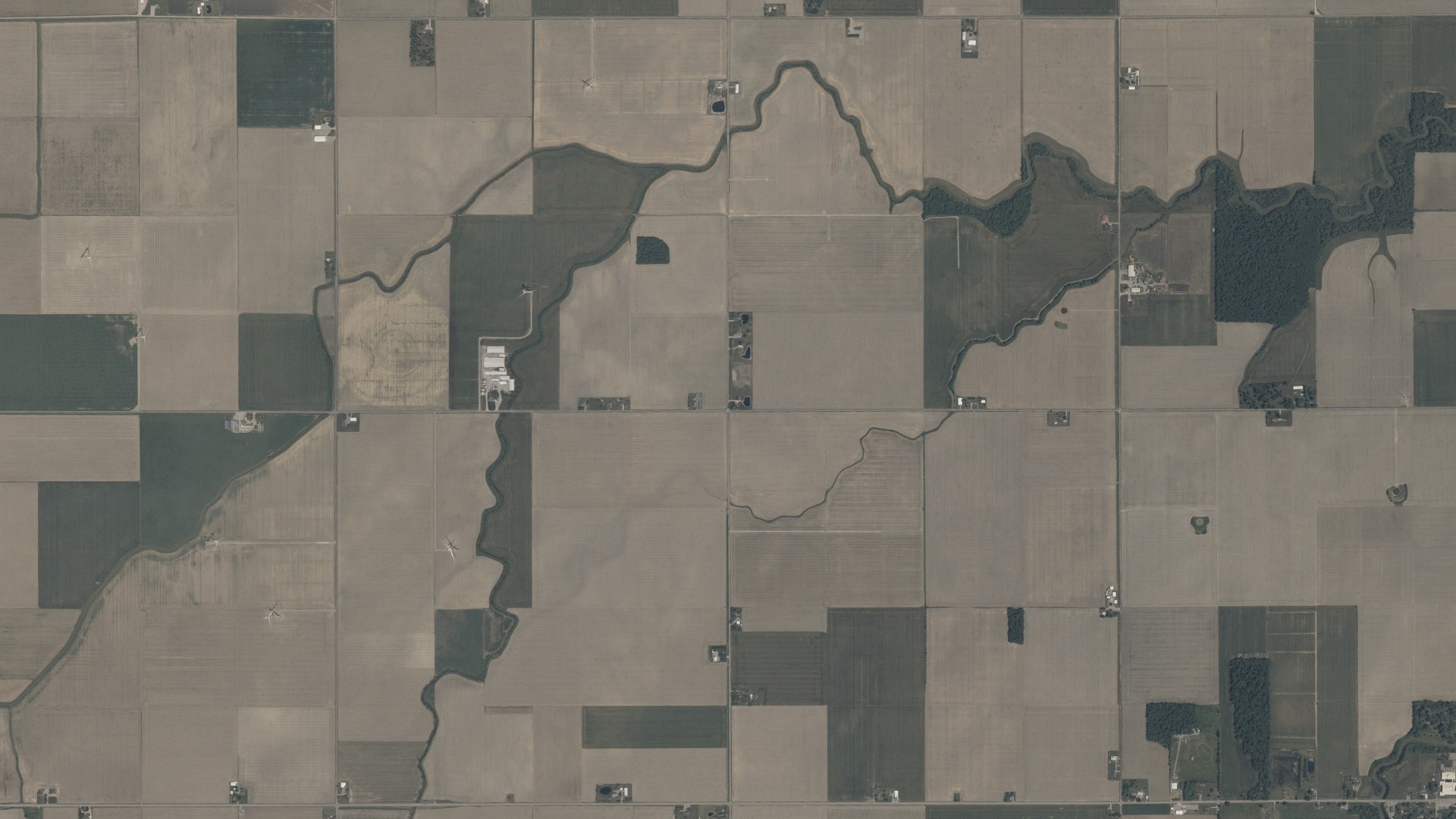 Aerial view of land around Latty, Ohio