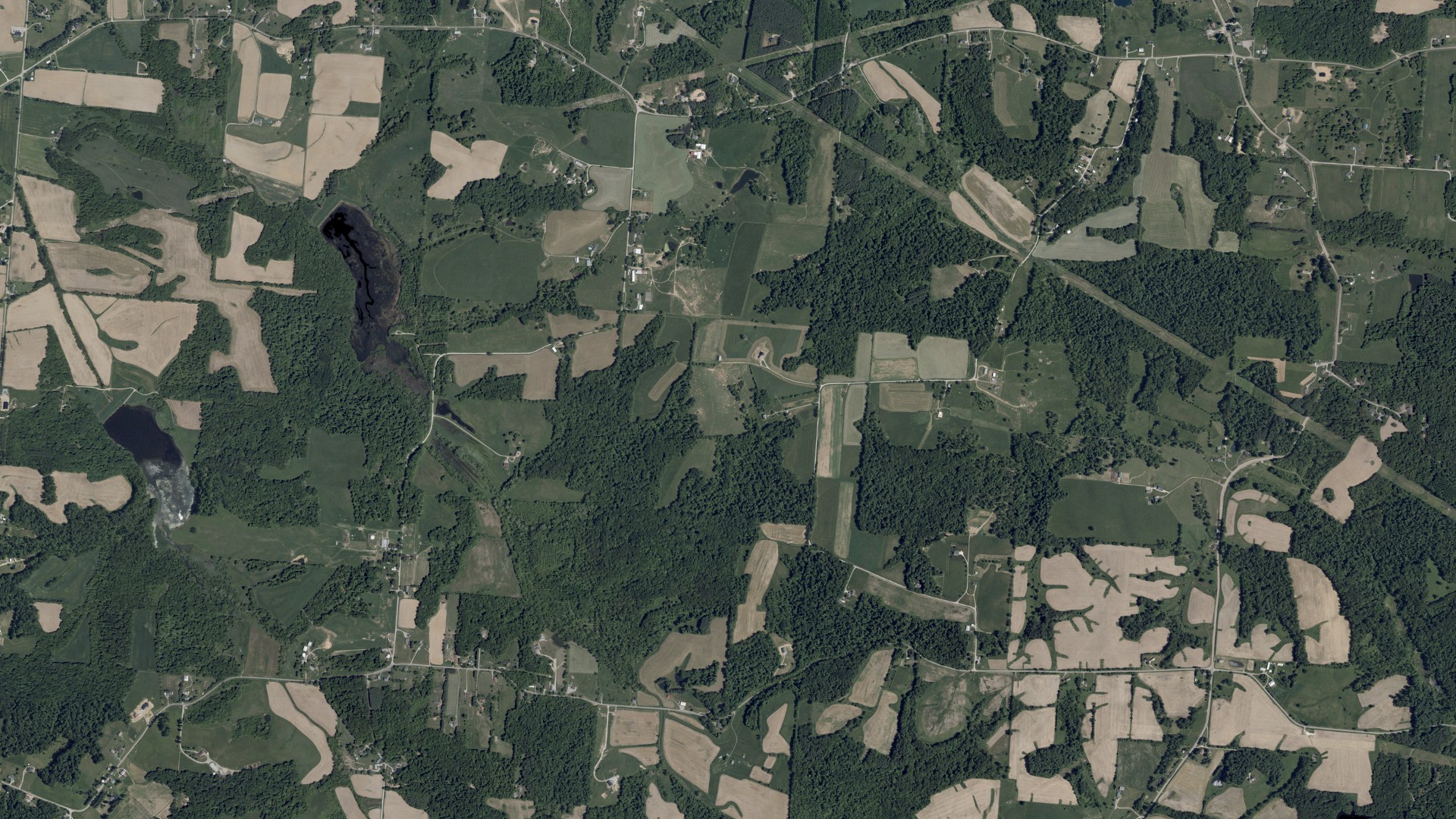Natural-color aerial photograph of land around Jackson, Ohio