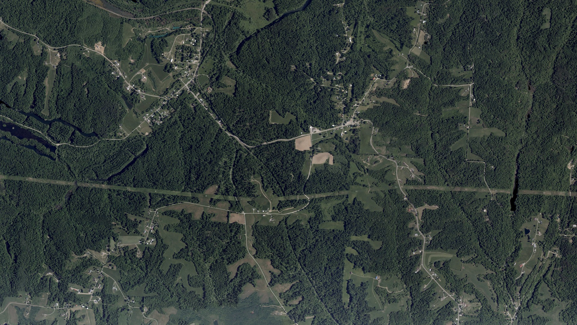 Aerial view of land around Pleasant, Ohio