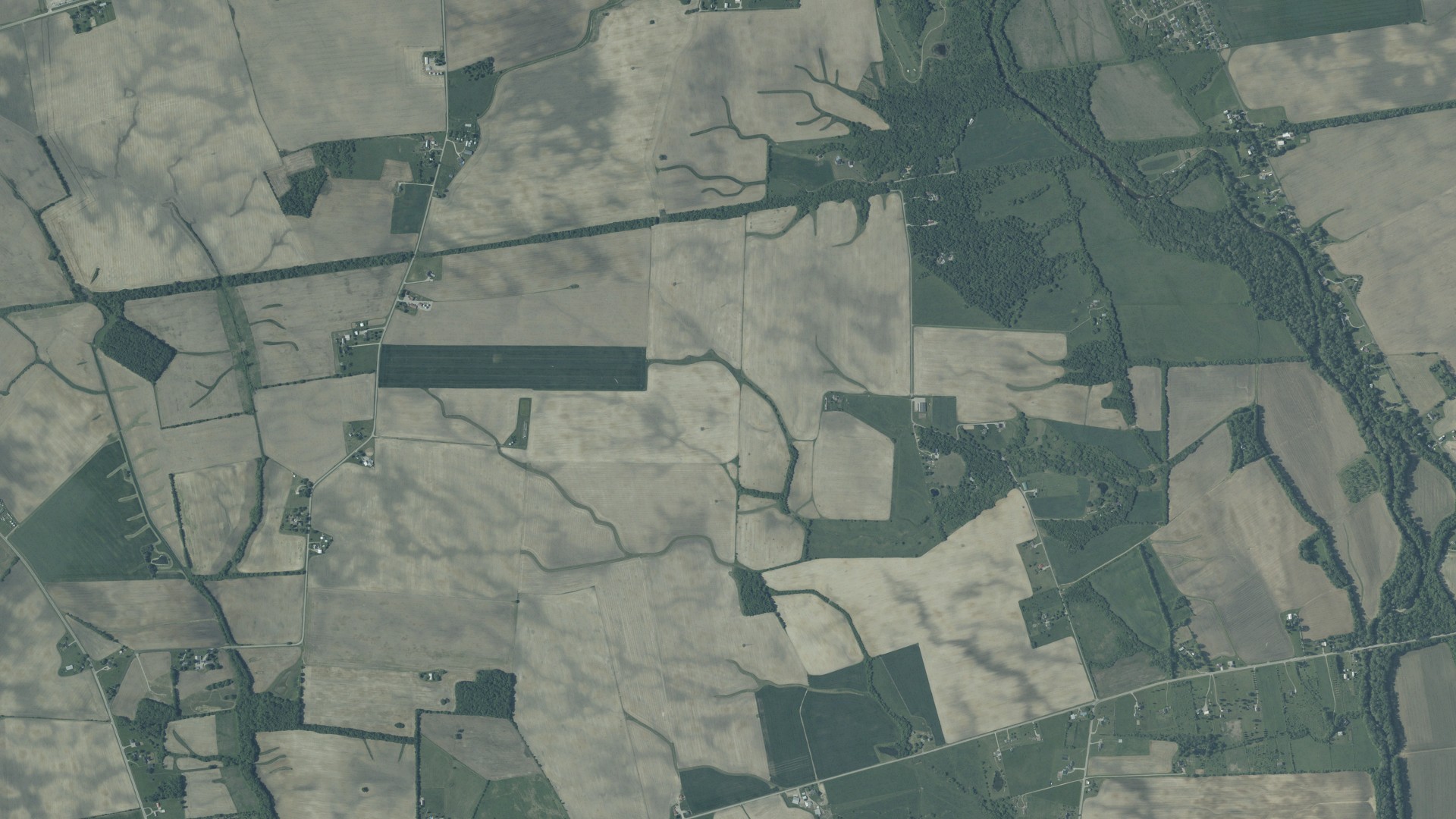 Aerial view of land around Deercreek, Ohio