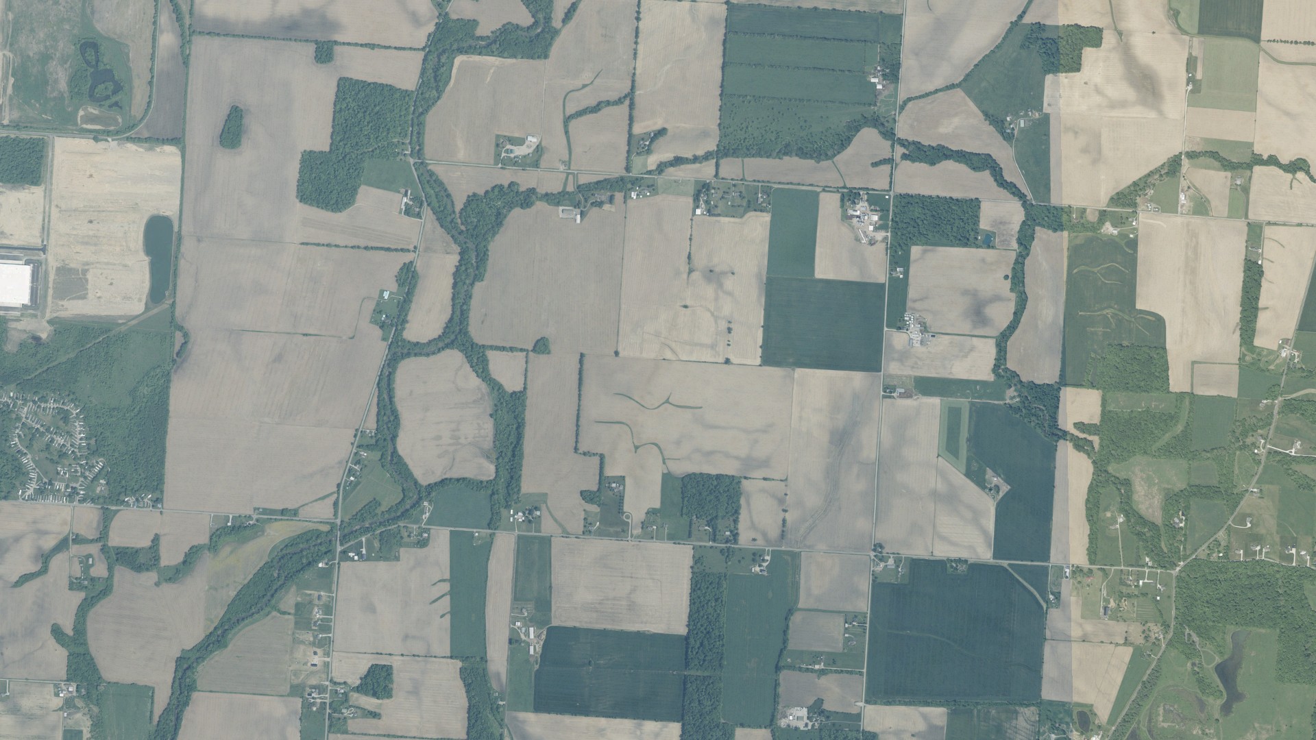 Aerial view of land around Madison, Ohio