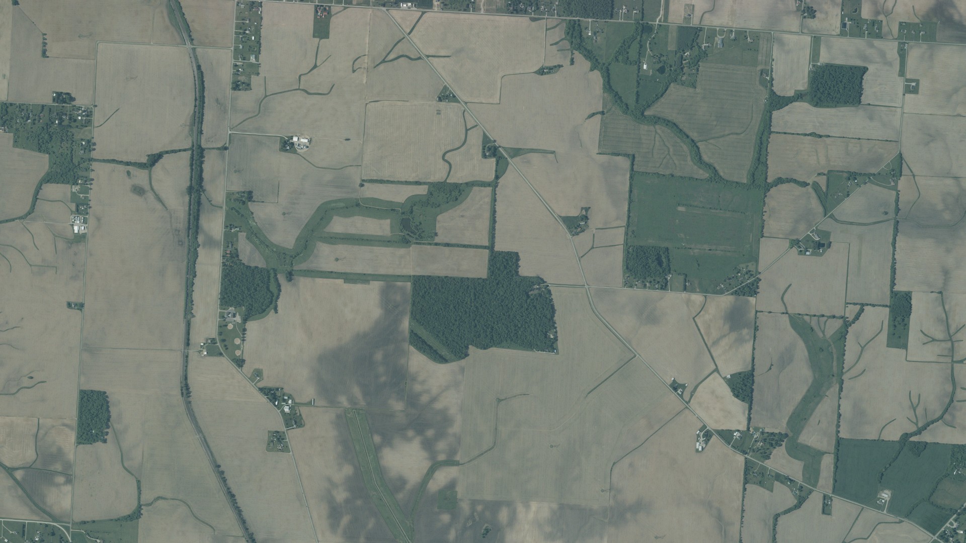 Aerial view of land around Pickaway, Ohio
