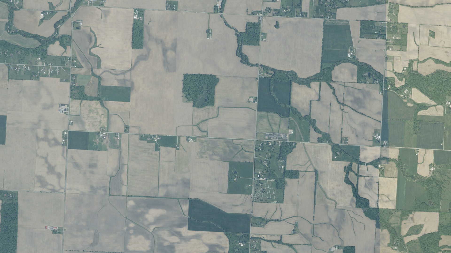 Aerial view of land around Walnut, Ohio