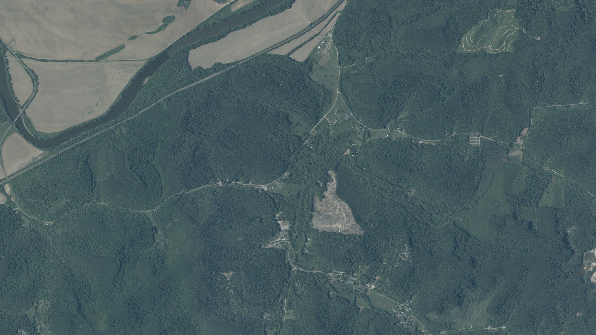 Aerial view of land around Jackson, Ohio