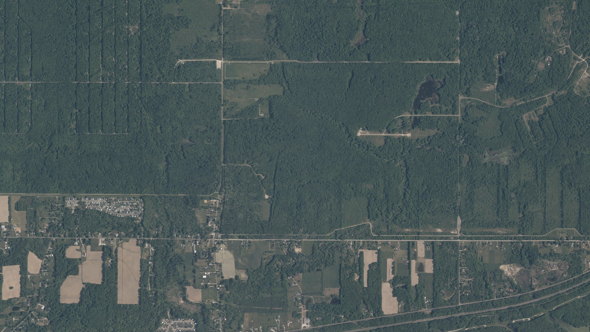 Aerial view of land around Charlestown, Ohio