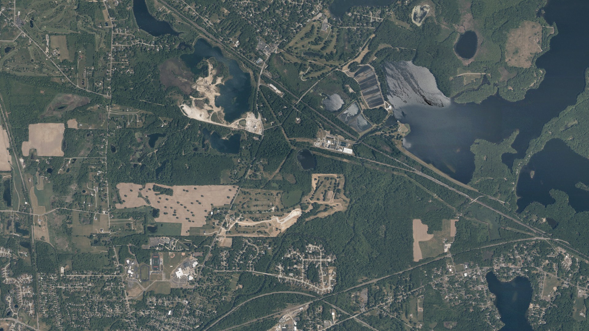 Aerial view of land around Franklin, Ohio