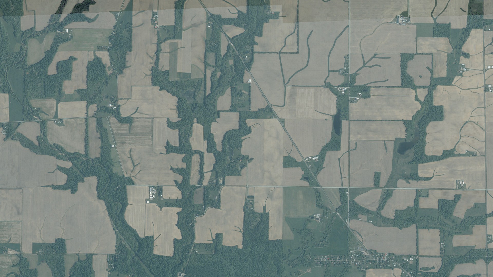Aerial view of land around Israel, Ohio