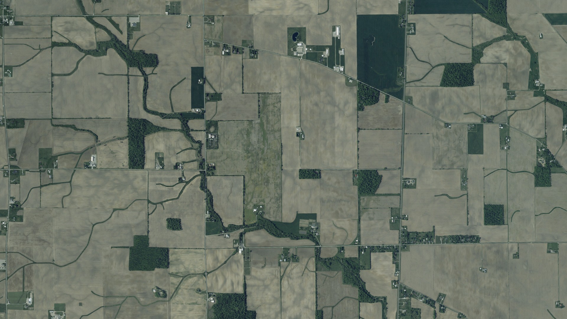 Aerial view of land around Monroe, Ohio
