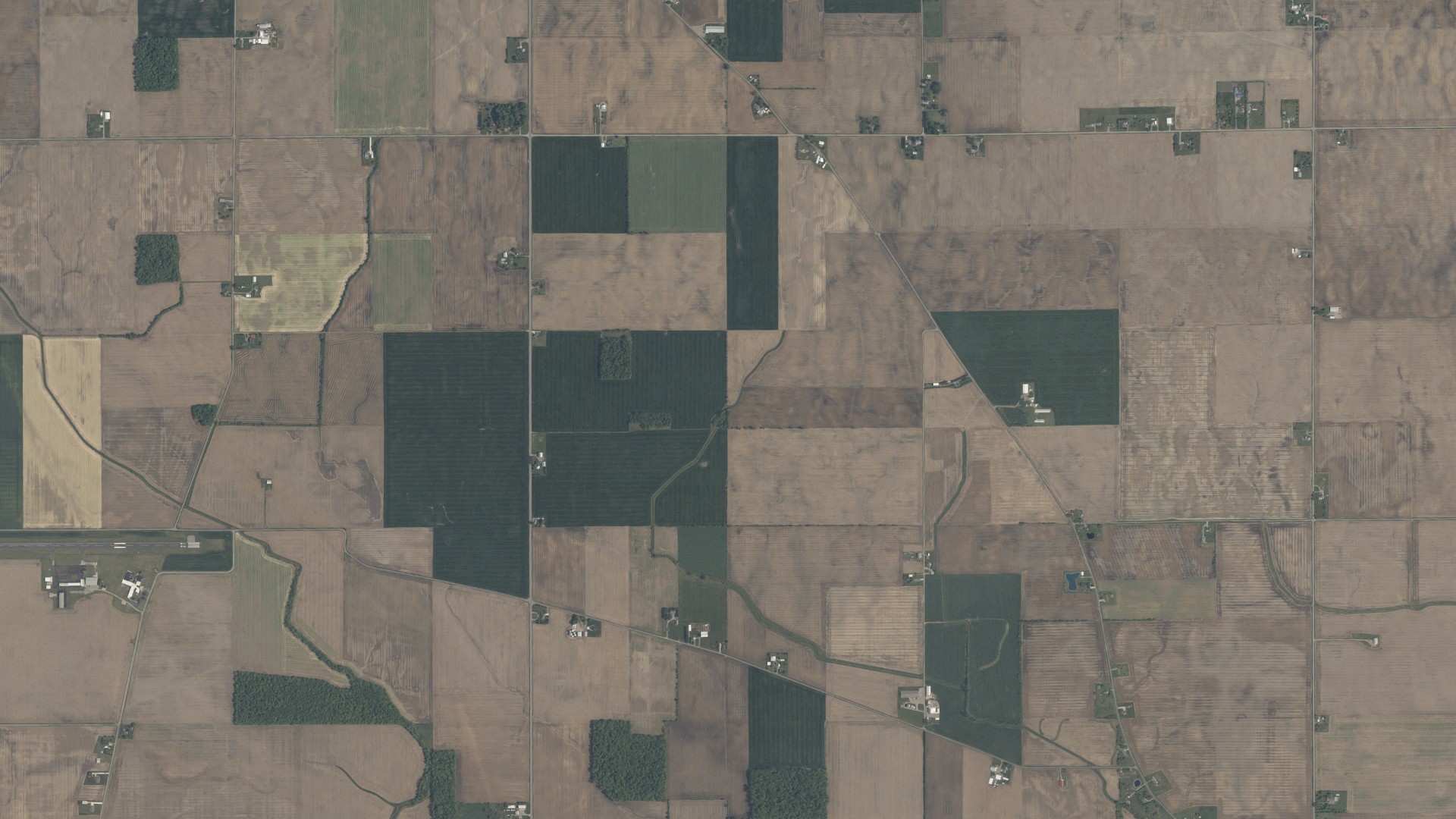 Aerial view of land around Blanchard, Ohio