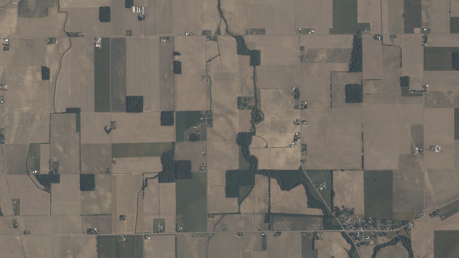 Aerial view of land around Sugar Creek, Ohio