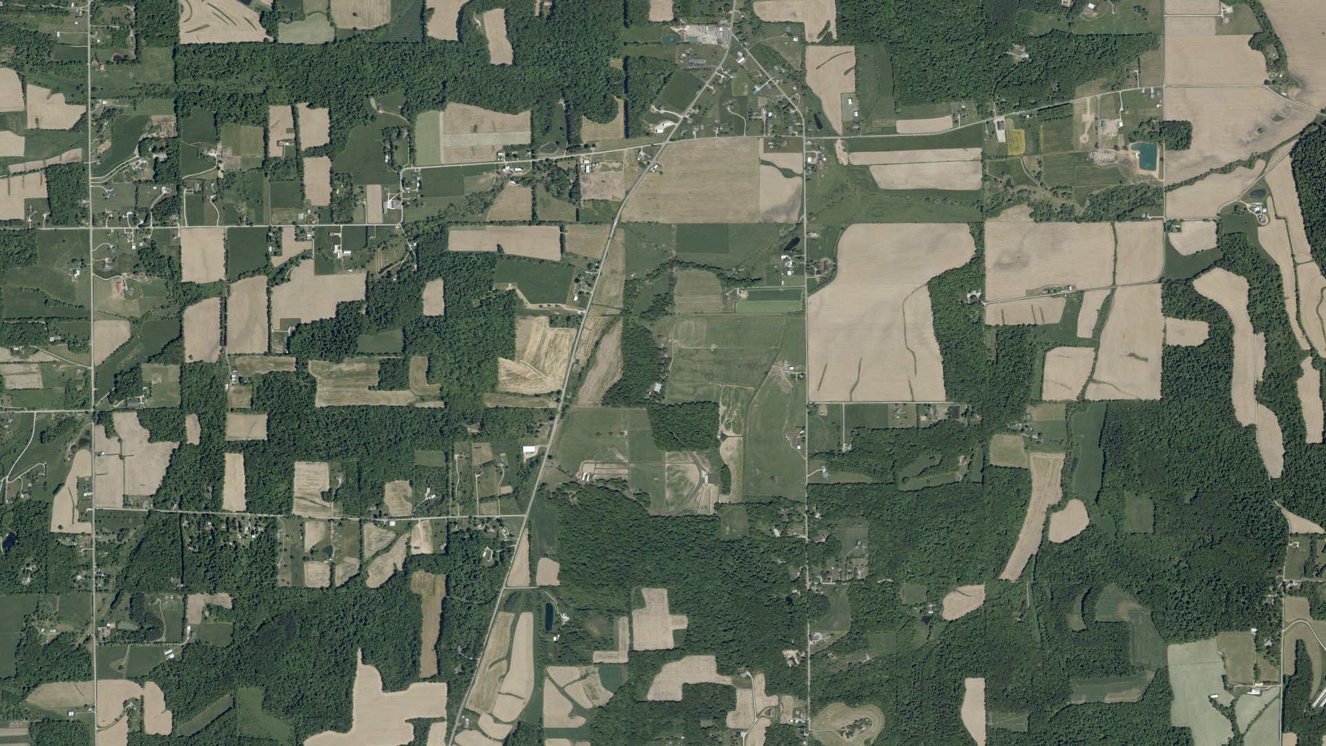 Aerial view of land around Jefferson, Ohio