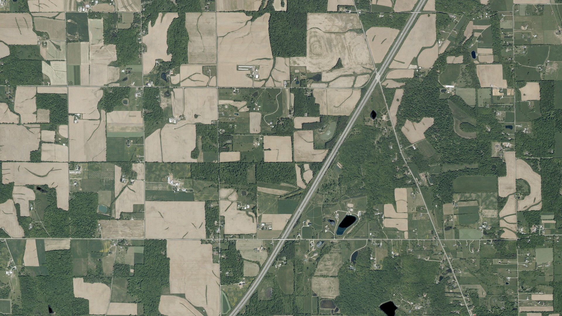 Aerial view of land around Perry, Ohio