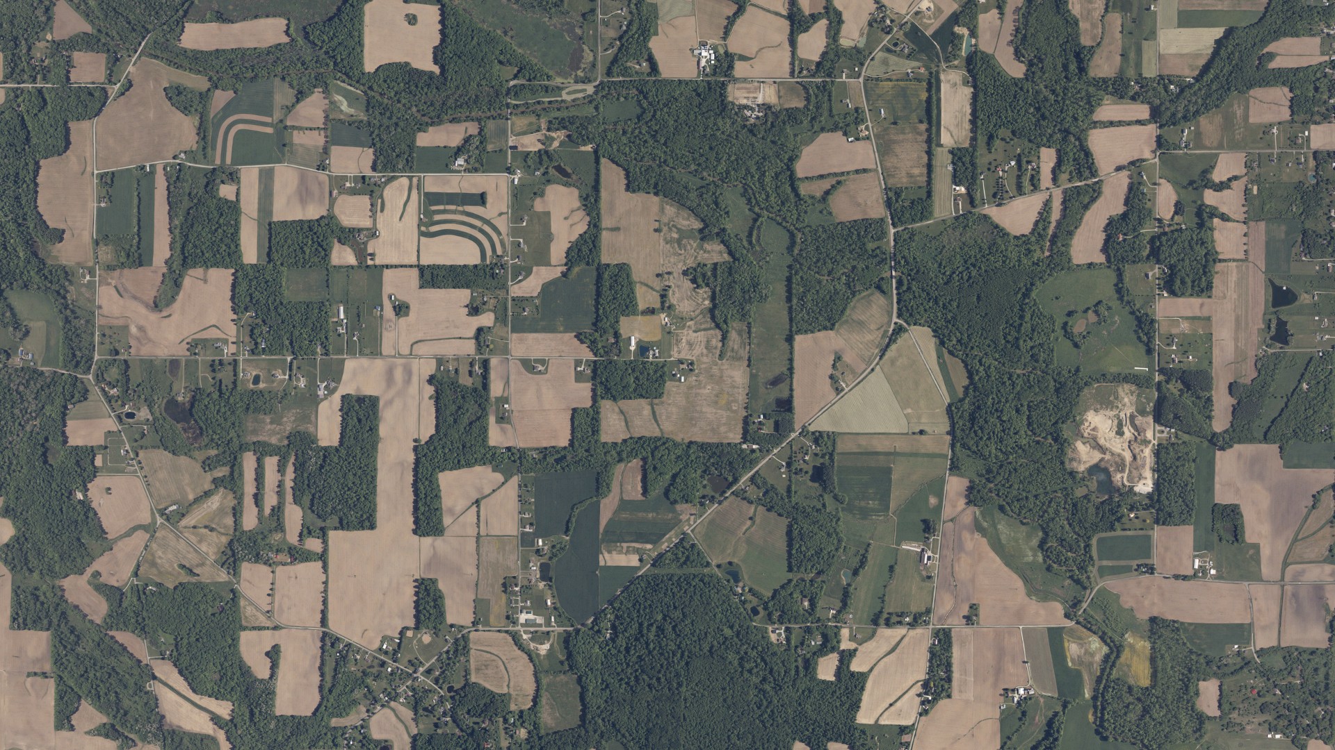 Aerial view of land around Weller, Ohio