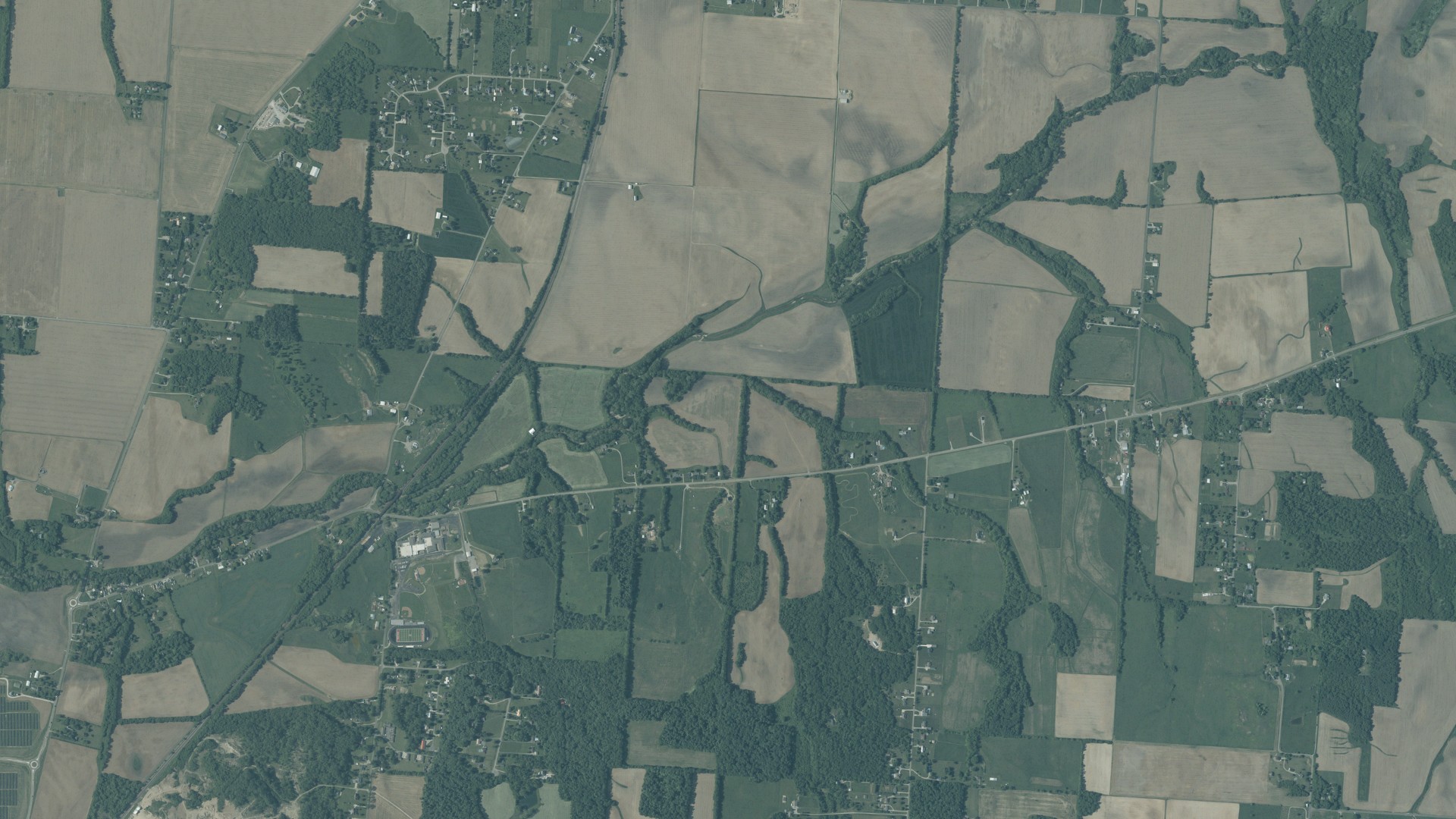 Natural-color aerial photograph of land around Green, Ohio