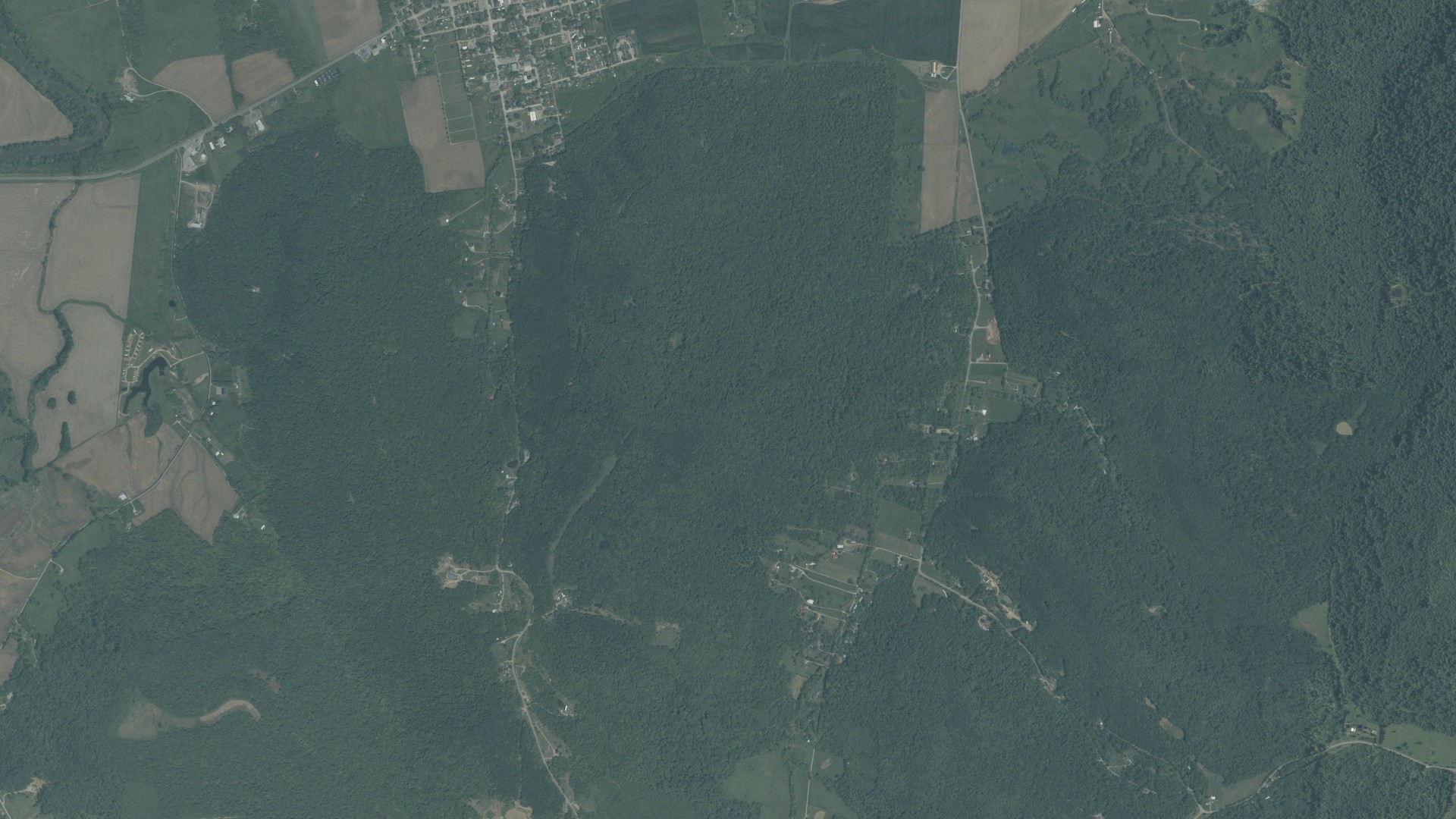 Aerial view of land around Paxton, Ohio