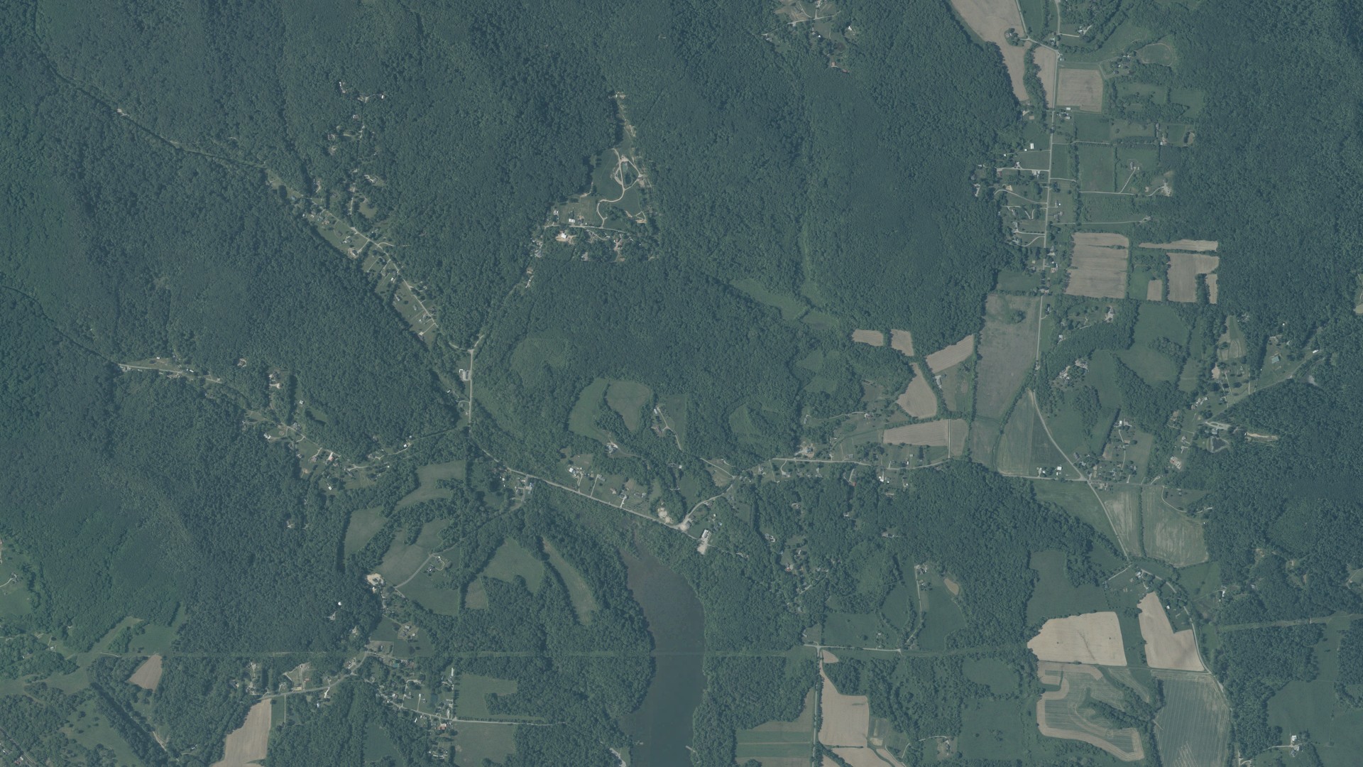 Natural-color aerial photograph of land around Springfield, Ohio