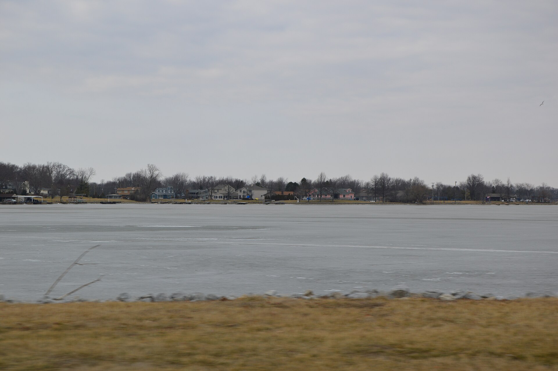 Overview of Choctaw Lake, looking north from Old Columbus Road, in far southern Somerford Township, Madison County, Ohio, United States.