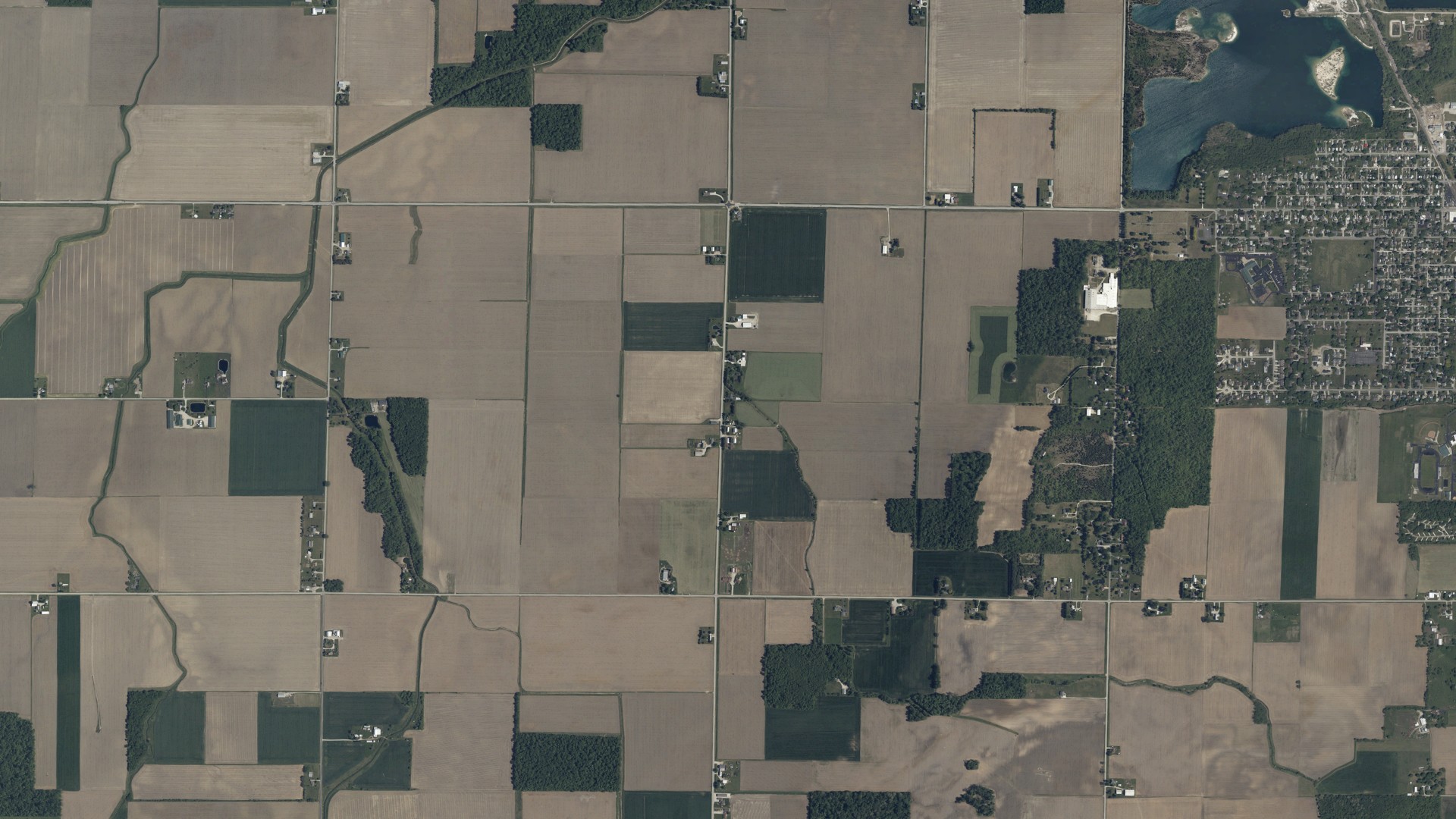 Aerial view of land around Madison, Ohio