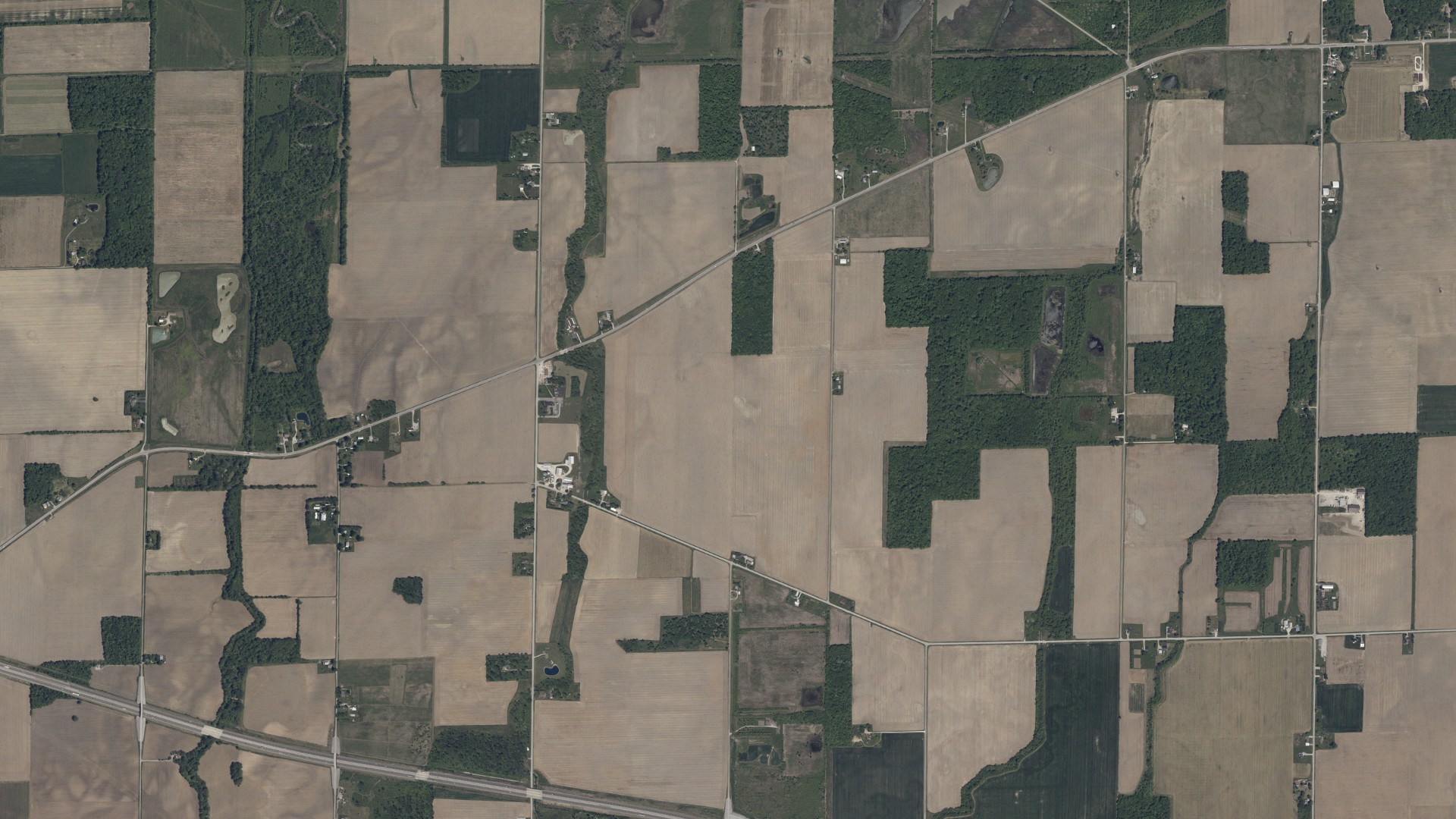 Natural-color aerial photograph of land around Riley, Ohio