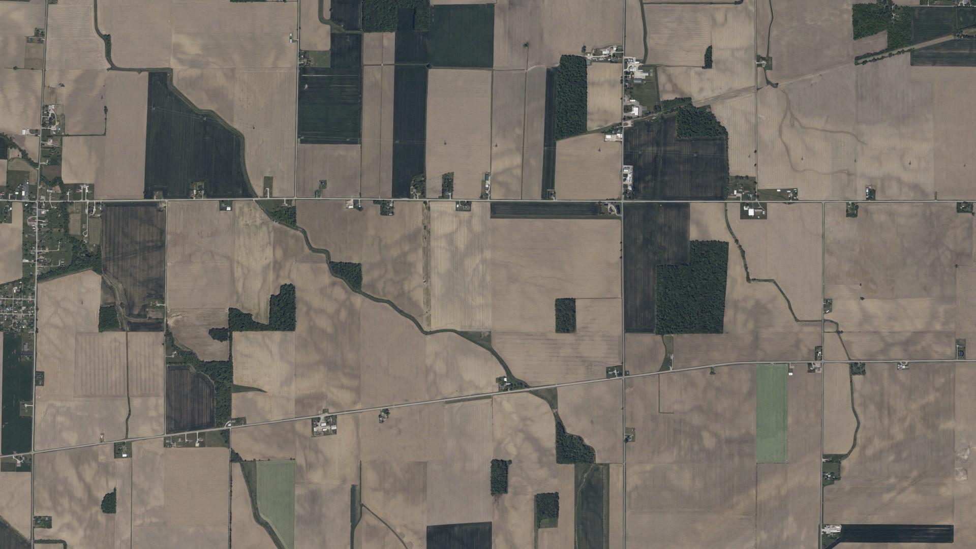 Natural-color aerial photograph of land around Townsend, Ohio