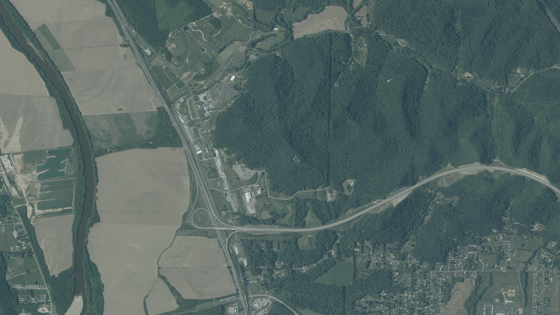 Aerial view of land around Valley, Ohio