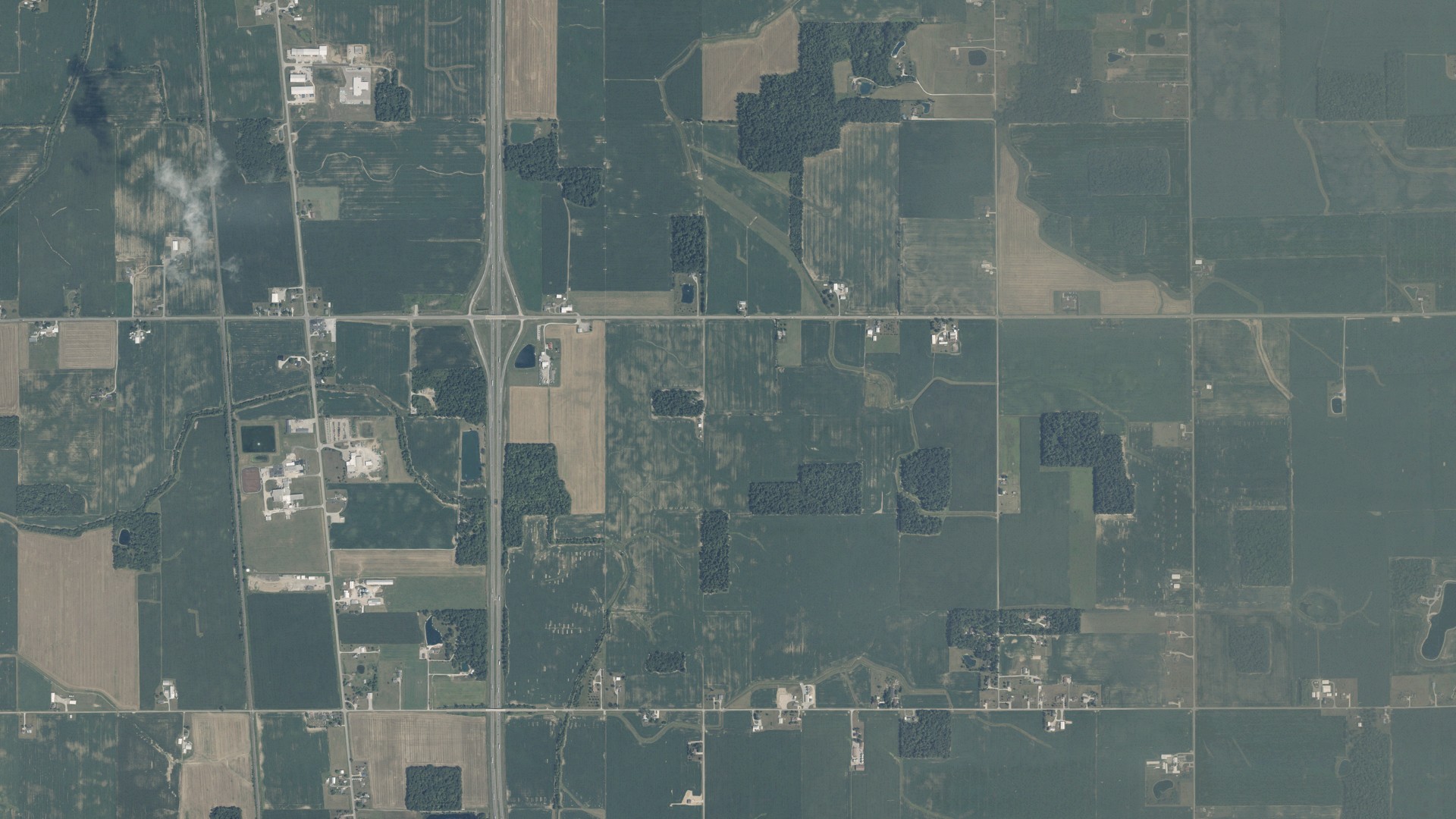 Aerial view of land around Dinsmore, Ohio