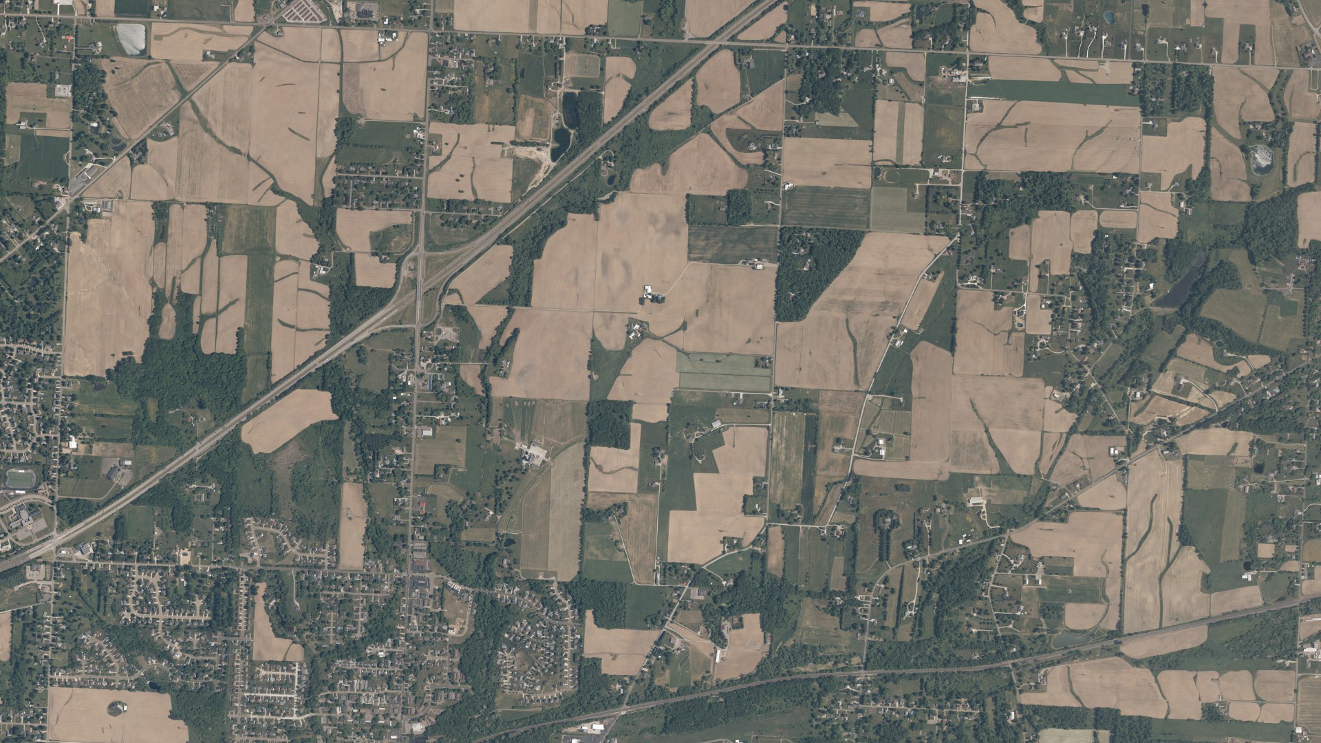 Aerial view of land around Nimishillen, Ohio