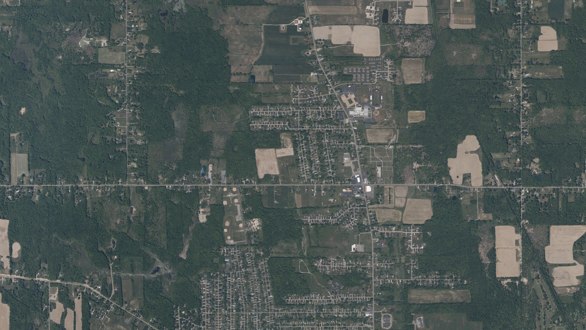 Aerial view of land around Champion, Ohio