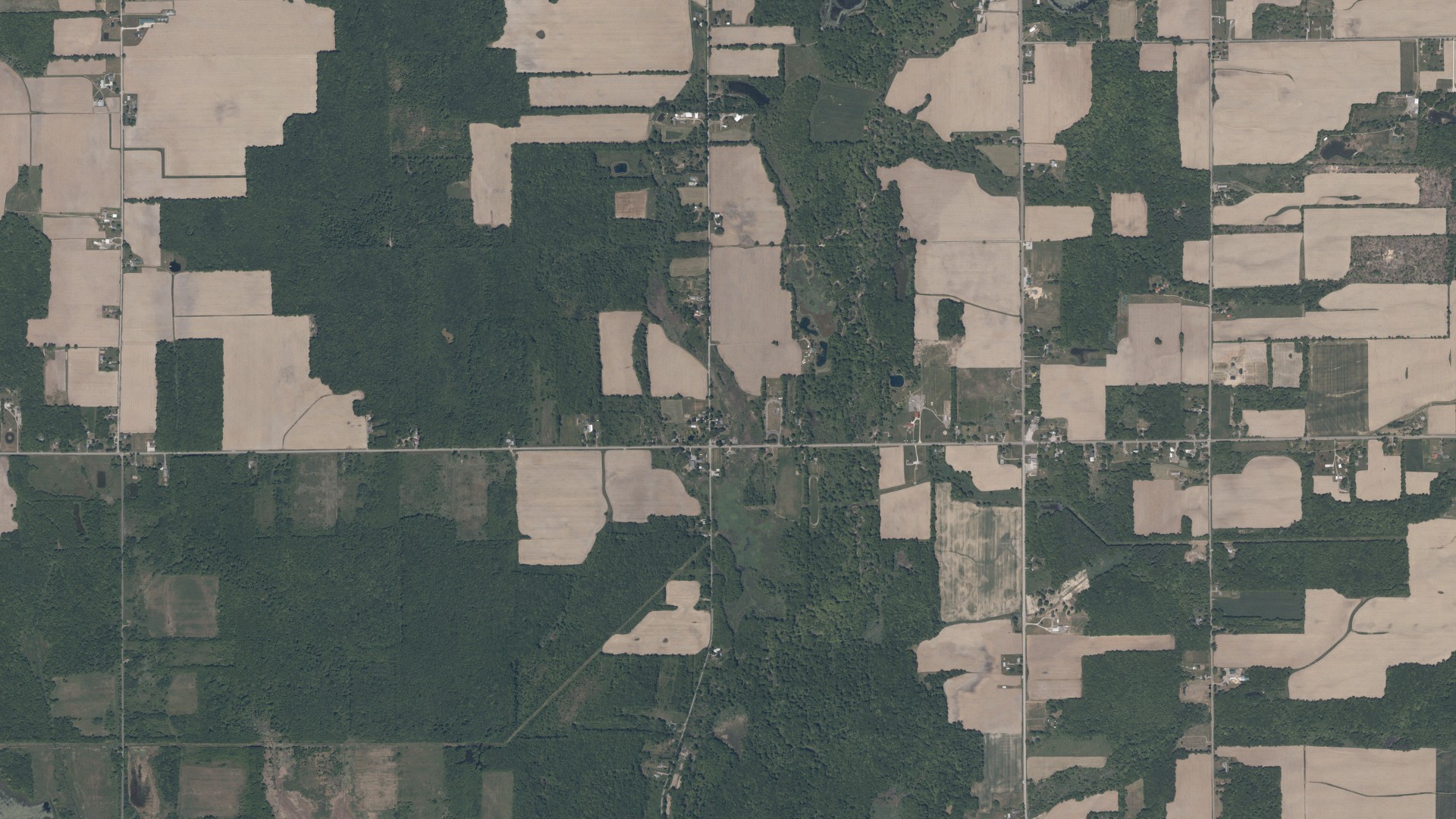 Aerial view of land around Greene, Ohio