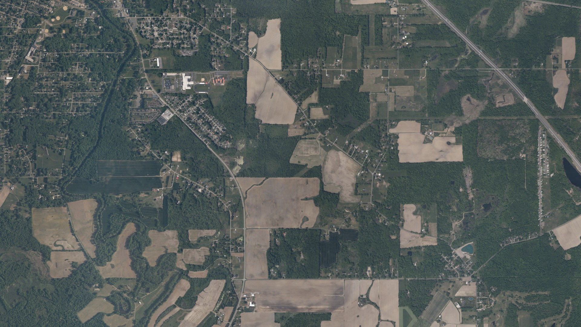 Aerial view of land around Newton, Ohio