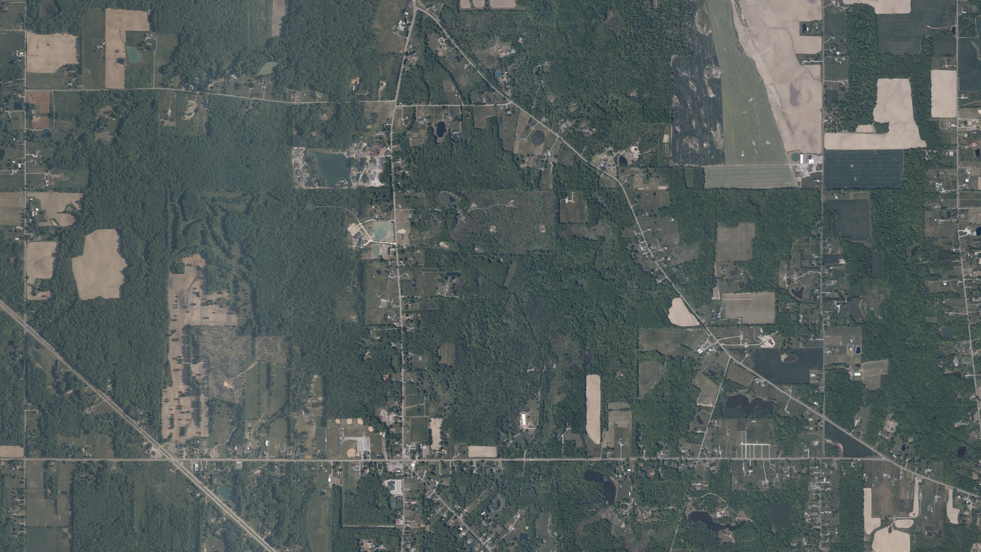 Aerial view of land around Southington, Ohio